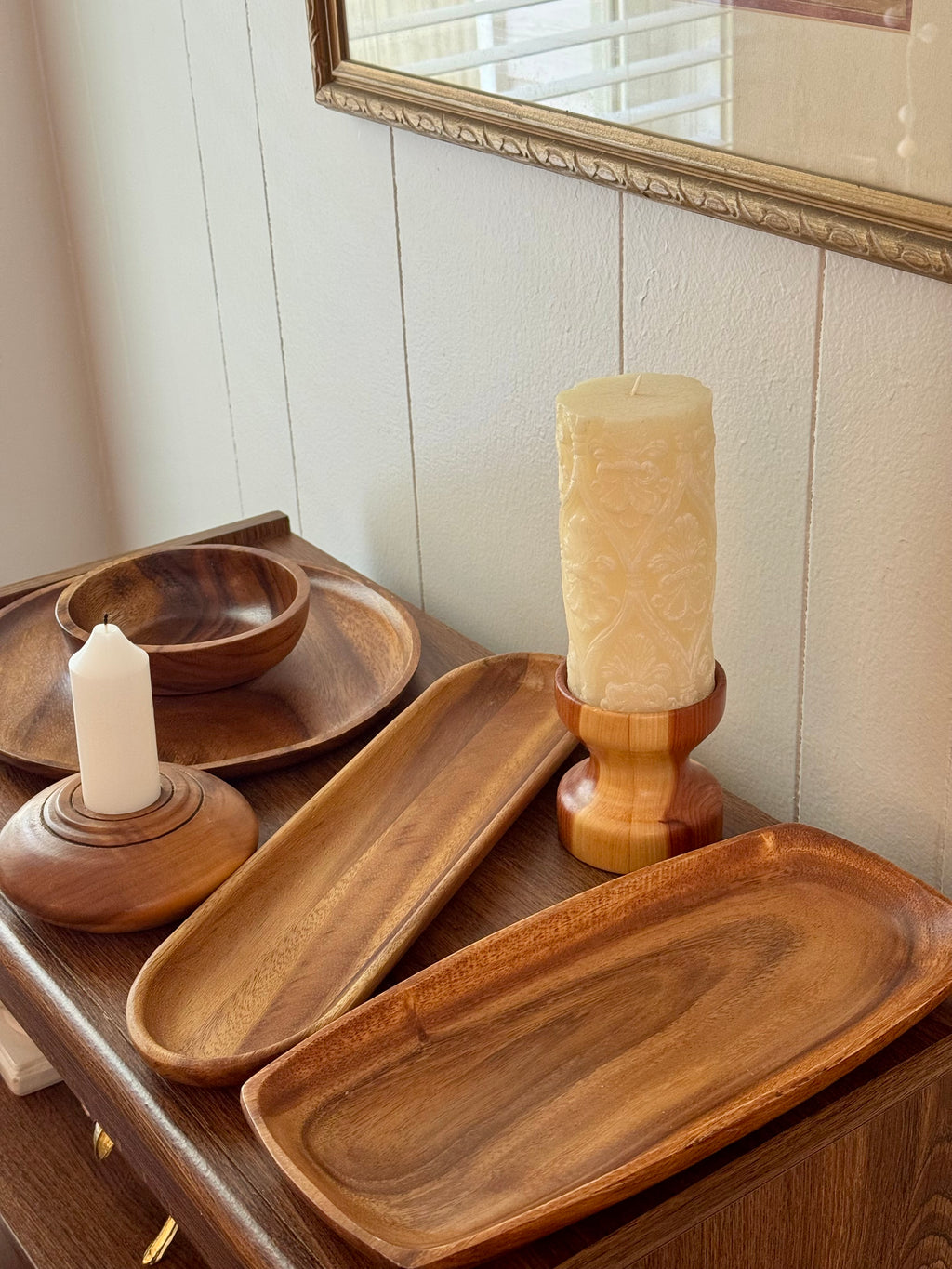 Wood Tabletop Collection / Wood Trays, Bowls, and Candle Holders
