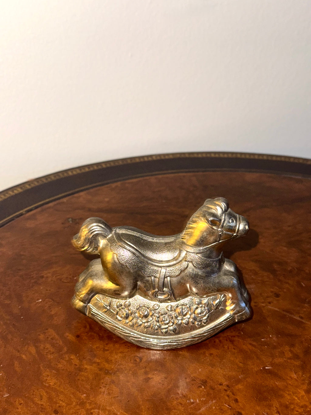 Vintage Silver Plated Rocking Horse Piggy Bank