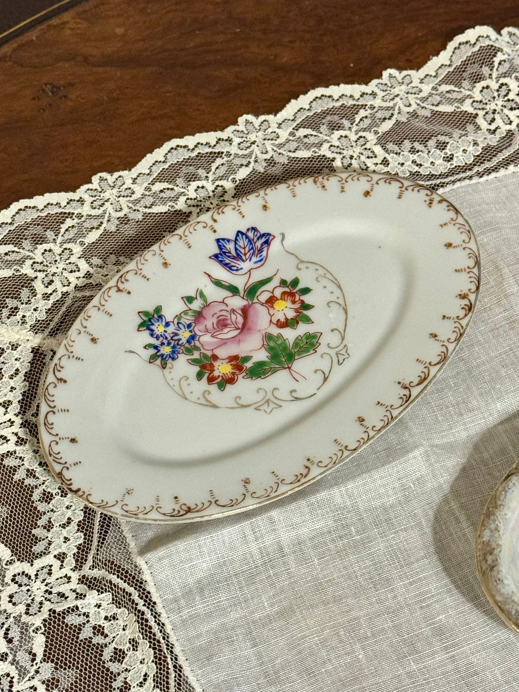 Vintage Oval Floral Trinket Dishes