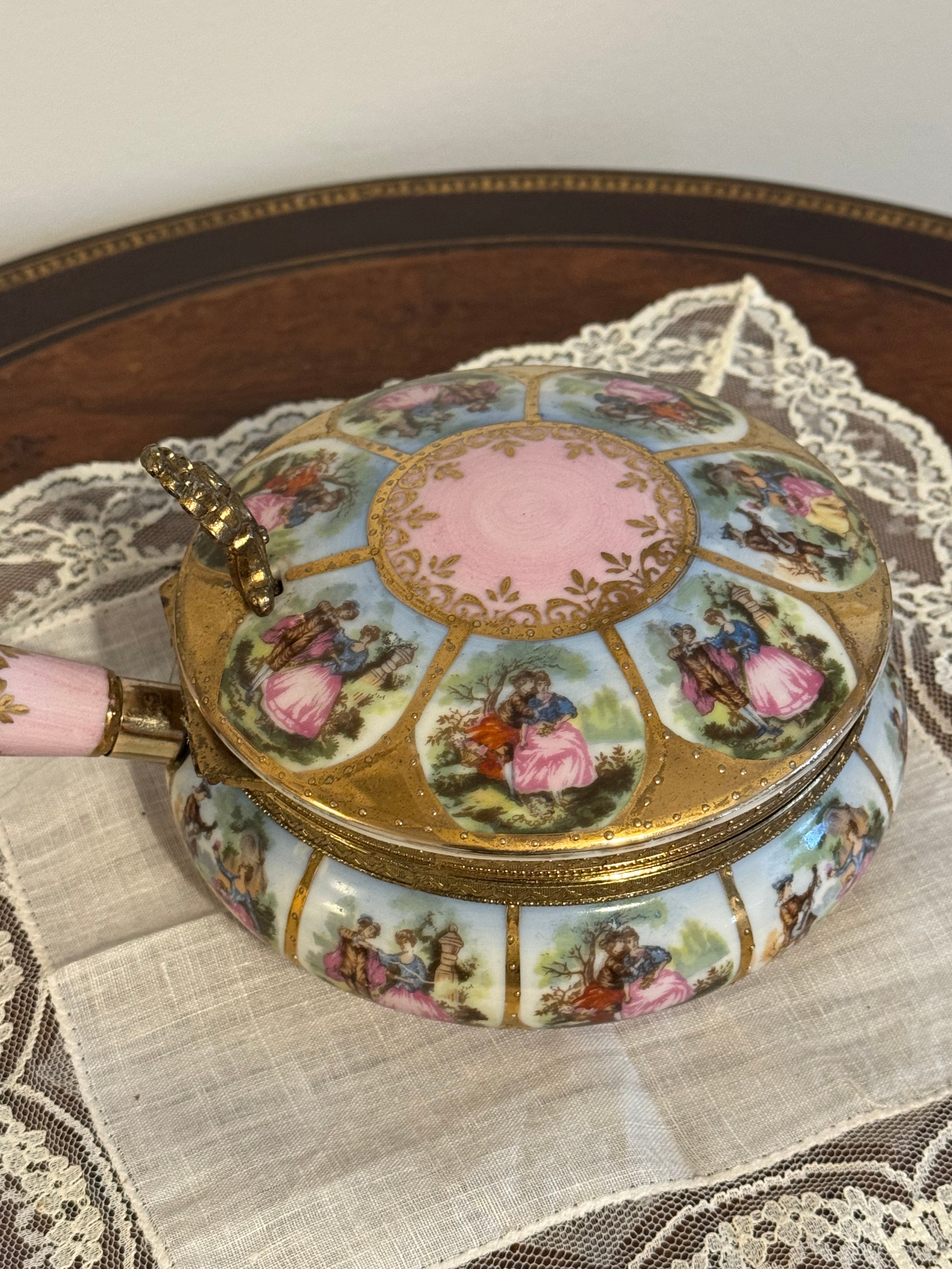 Vintage Arnart Imports Porcelain Gold Encrusted Silent Butler / Victorian Decor