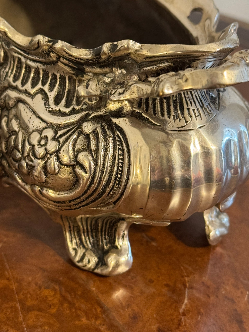 Vintage Ornate Rococo Silver-Toned Footed Planter