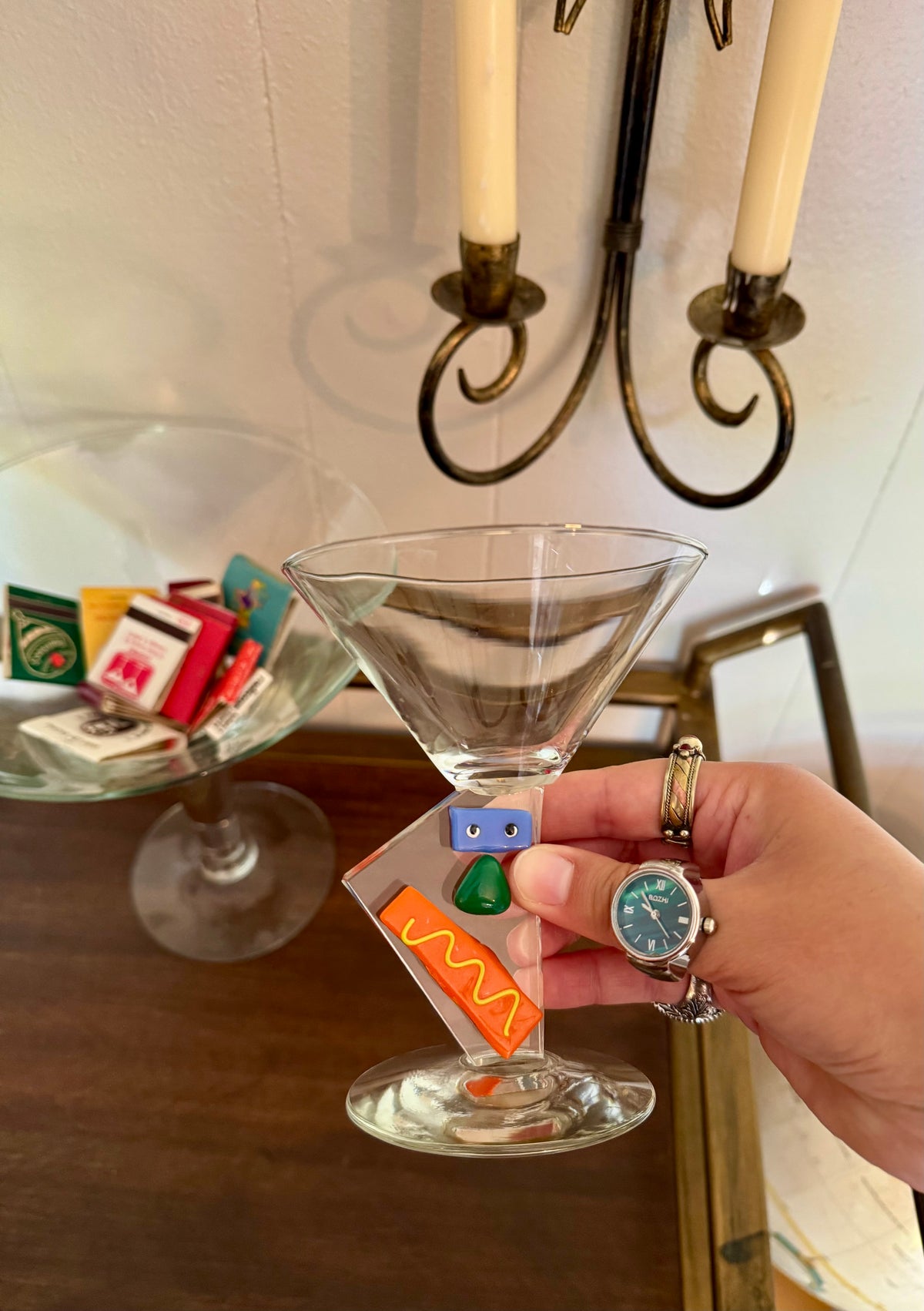 Vintage Luminarc France Picasso-inspired Abstract Face Martini Glass 🍸