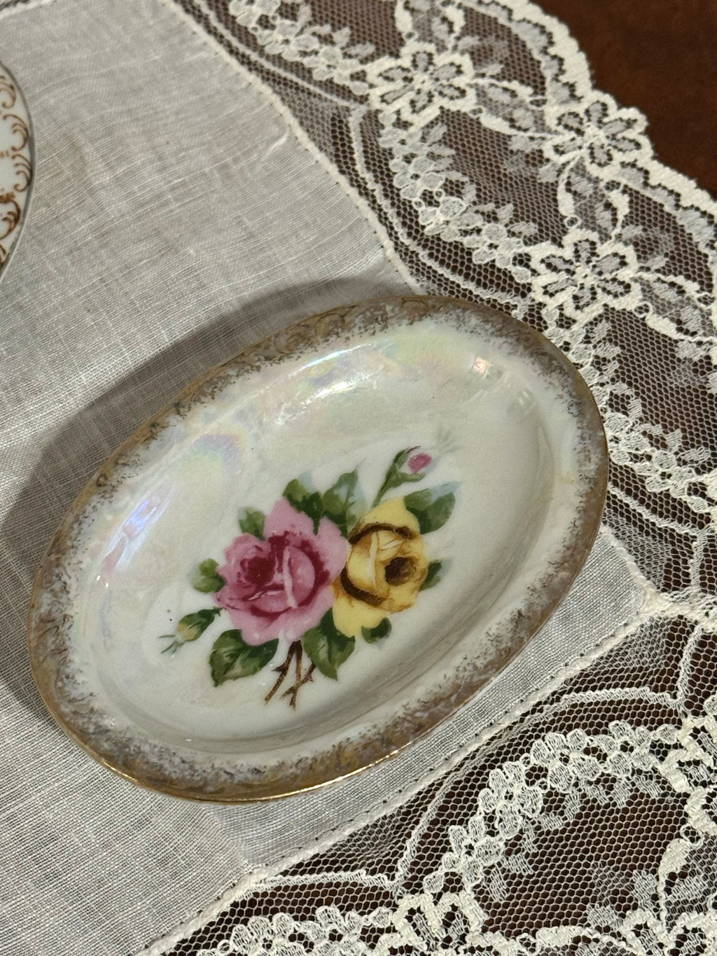 Vintage Oval Floral Trinket Dishes
