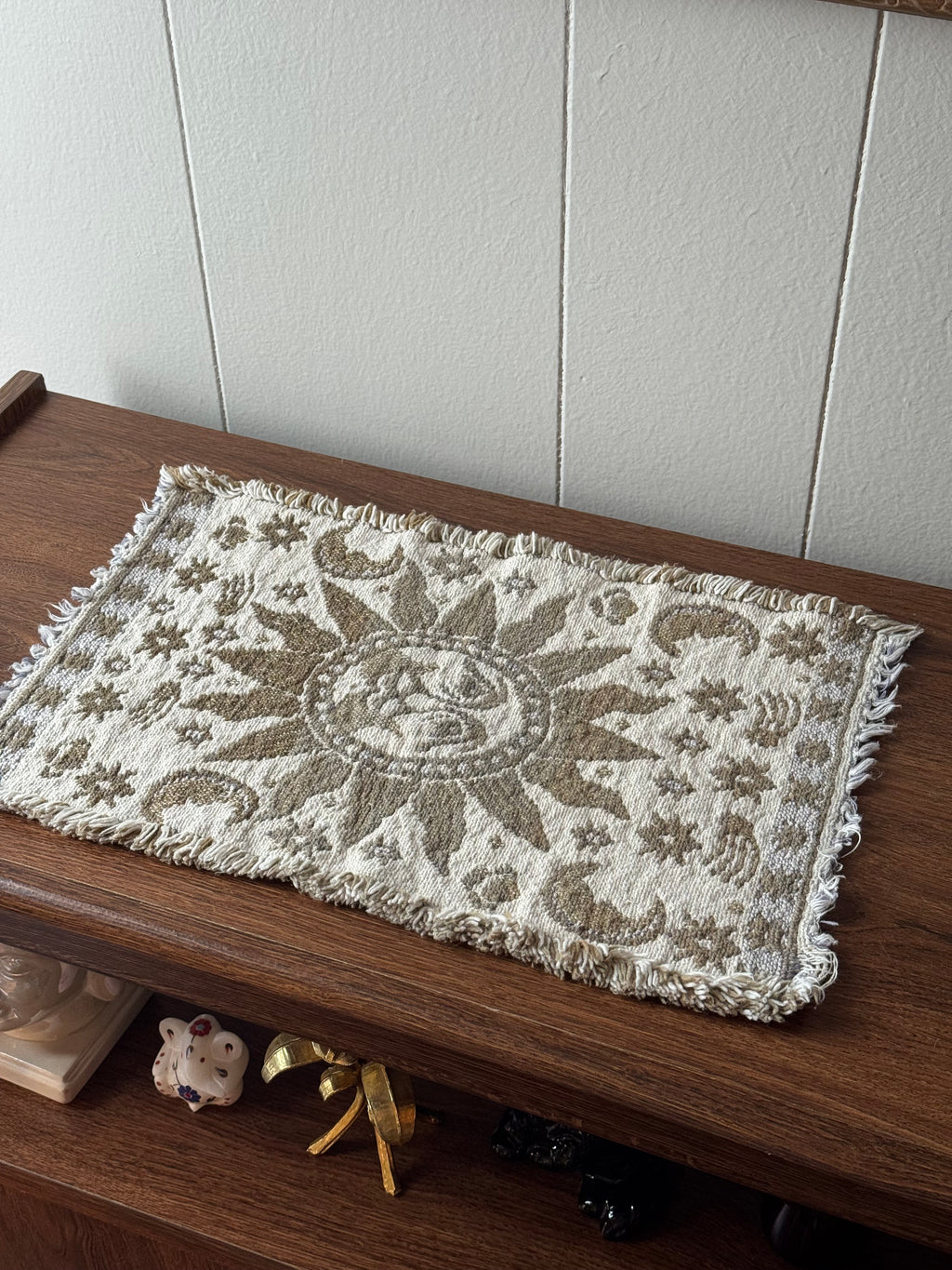 Vintage Celestial Tapestry Sun Moon and Star Placemats Set of 4 | Fringe Edge