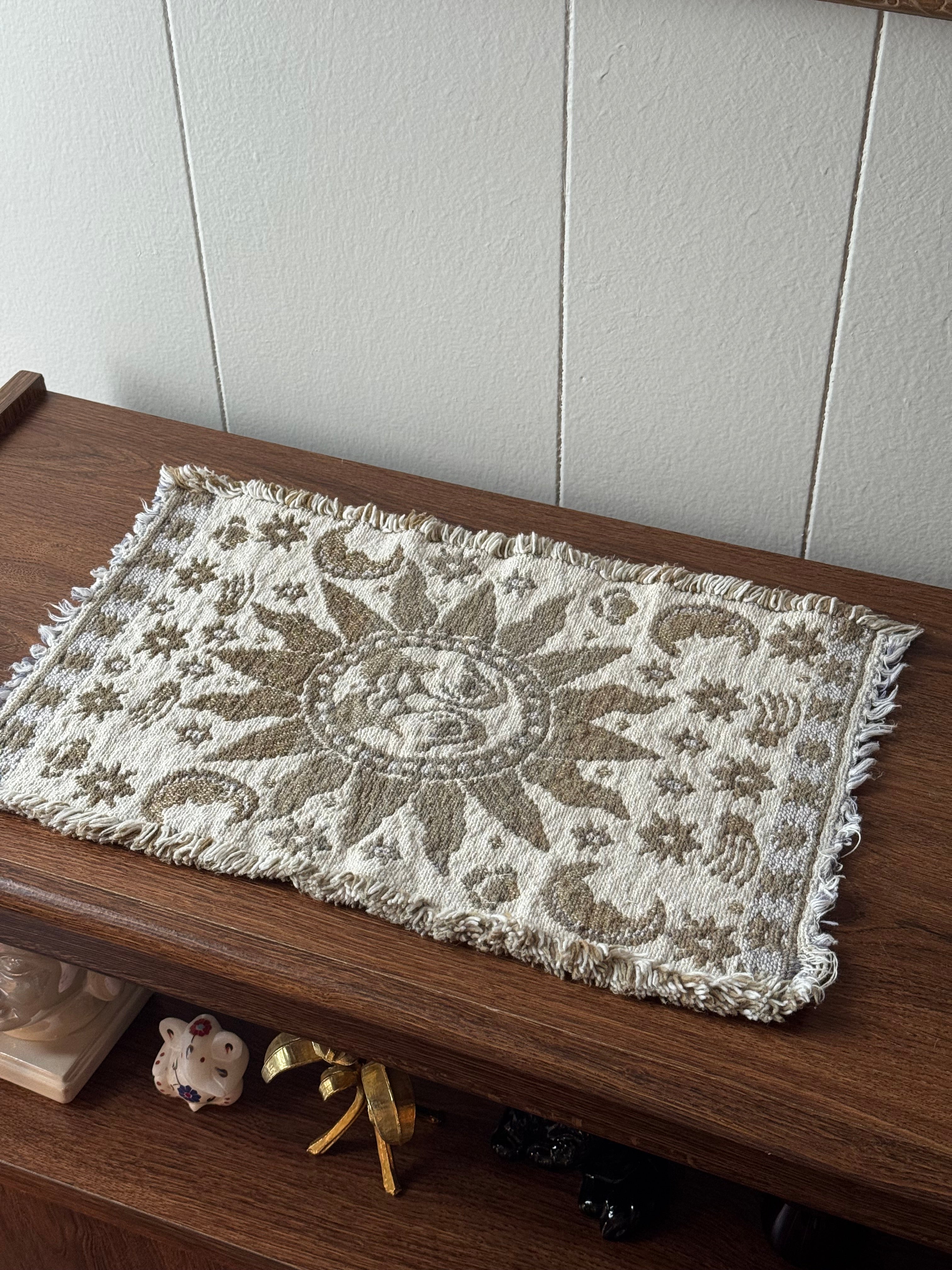 Vintage Celestial Tapestry Sun Moon and Star Placemats Set of 4 | Fringe Edge