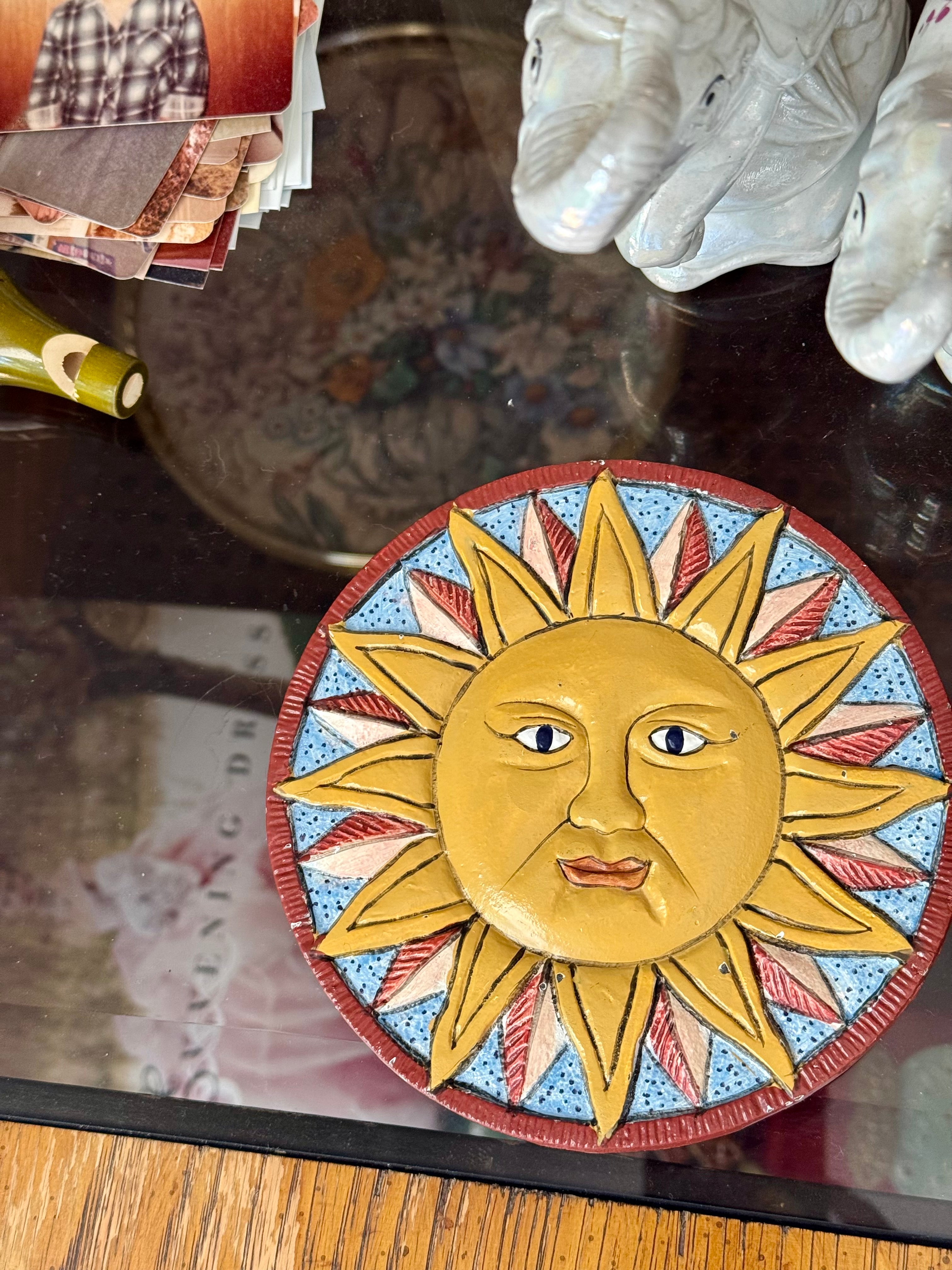 Sun-face Celestial Cast Iron Footed Trivet