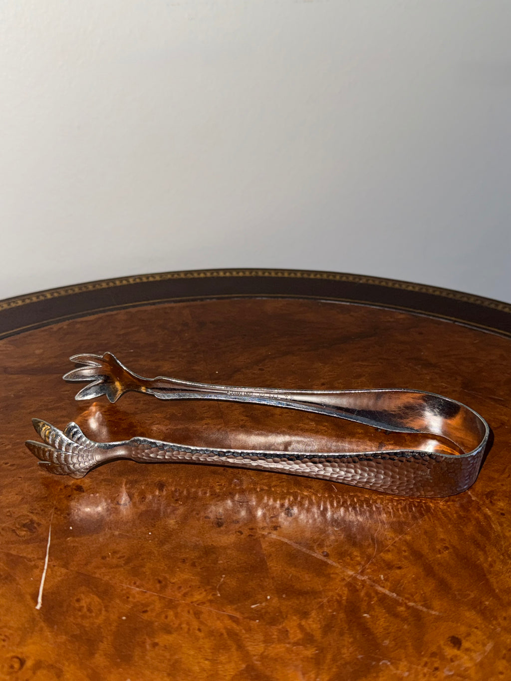 Vintage 1940s-60s Pressed Glass Ice Bucket with Tongs