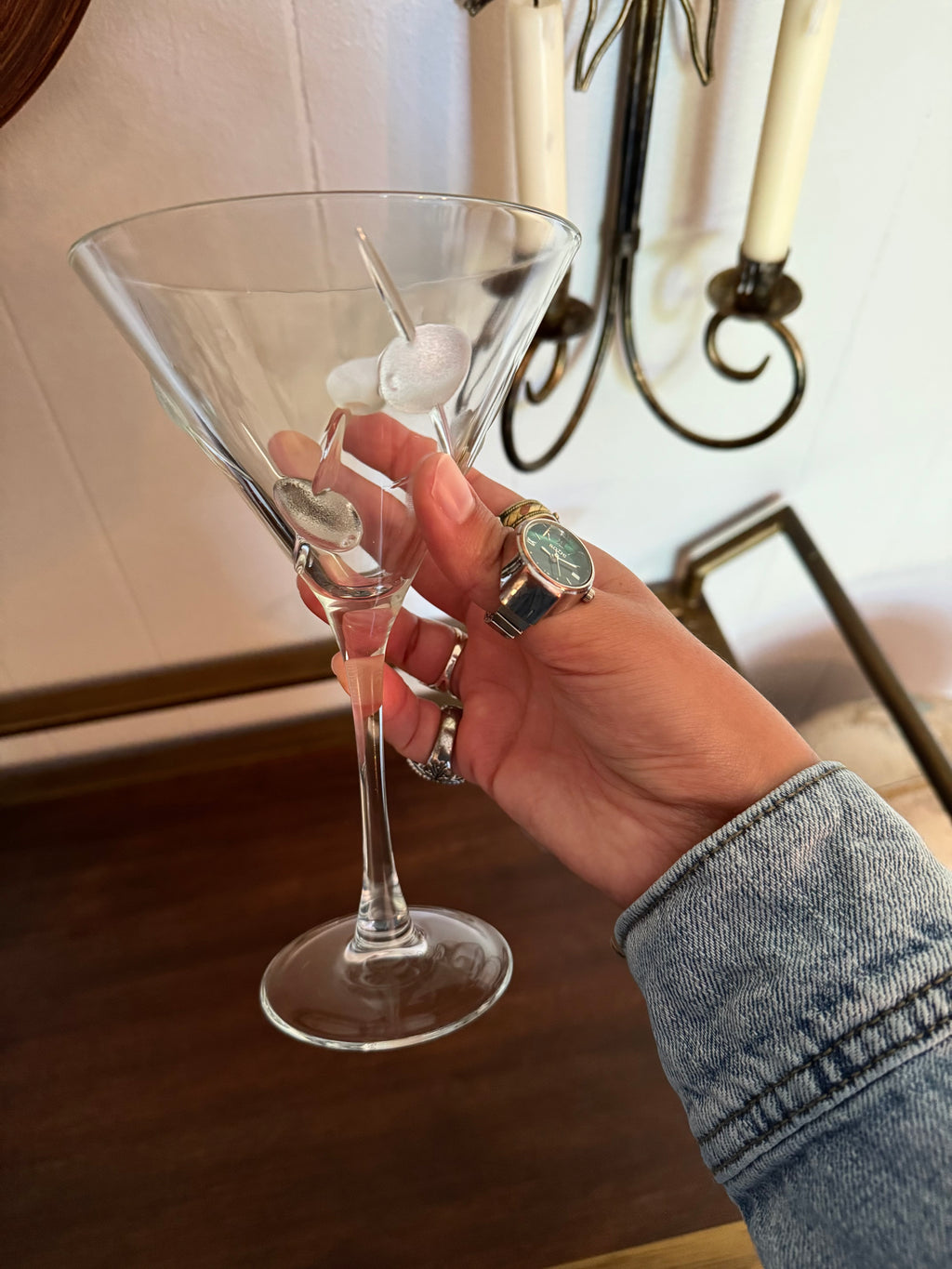 Vintage MCM Raised/3D Olive Design Martini Glasses, Set of 2 🫒 🍸