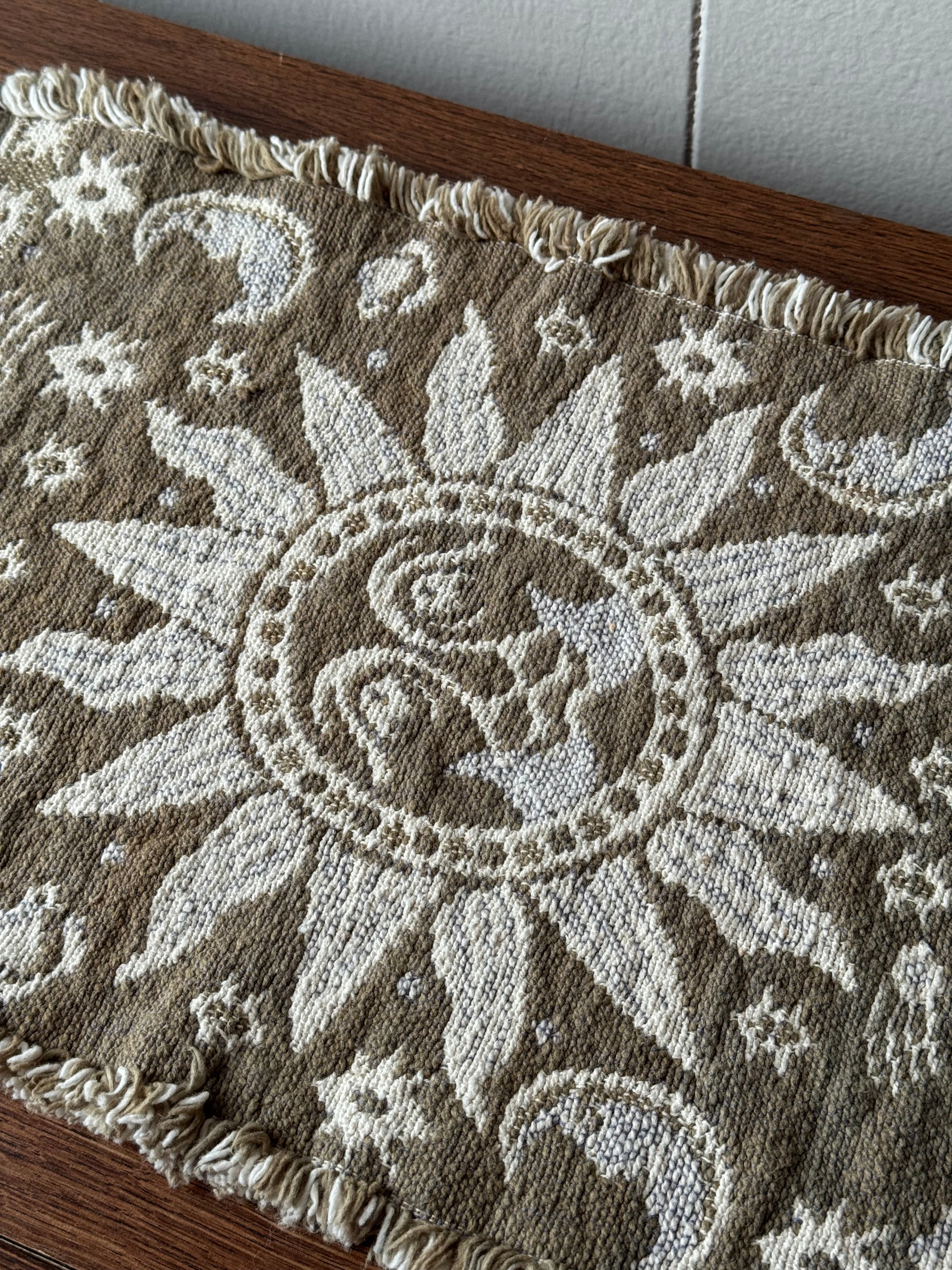 Vintage Celestial Tapestry Sun Moon and Star Placemats Set of 4 | Fringe Edge