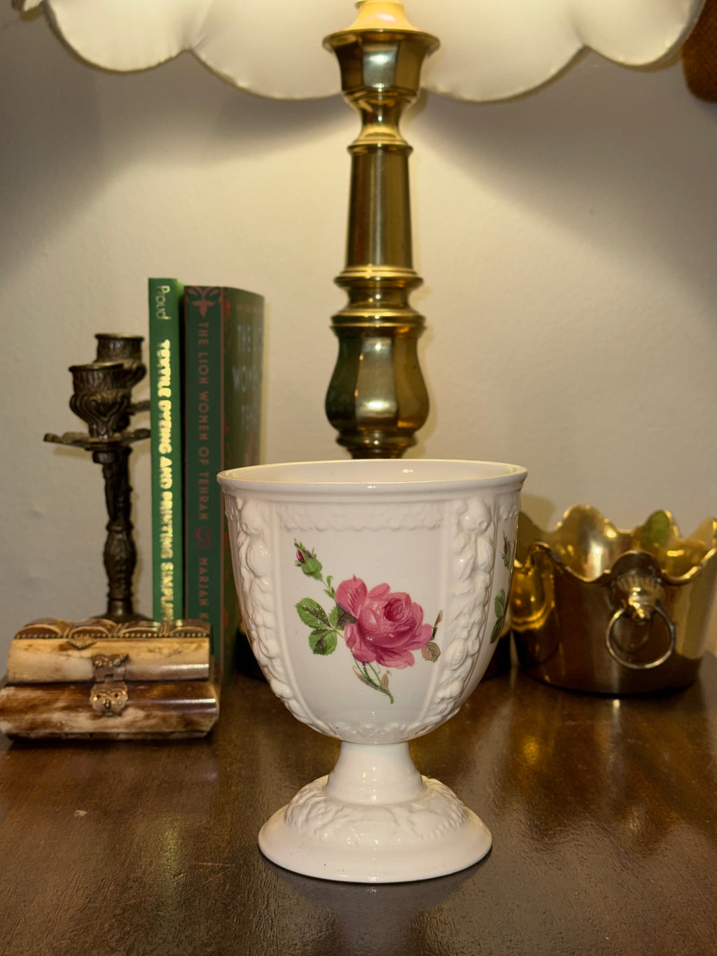 Vintage Floral Bavaria Porcelain Pedestal Vase