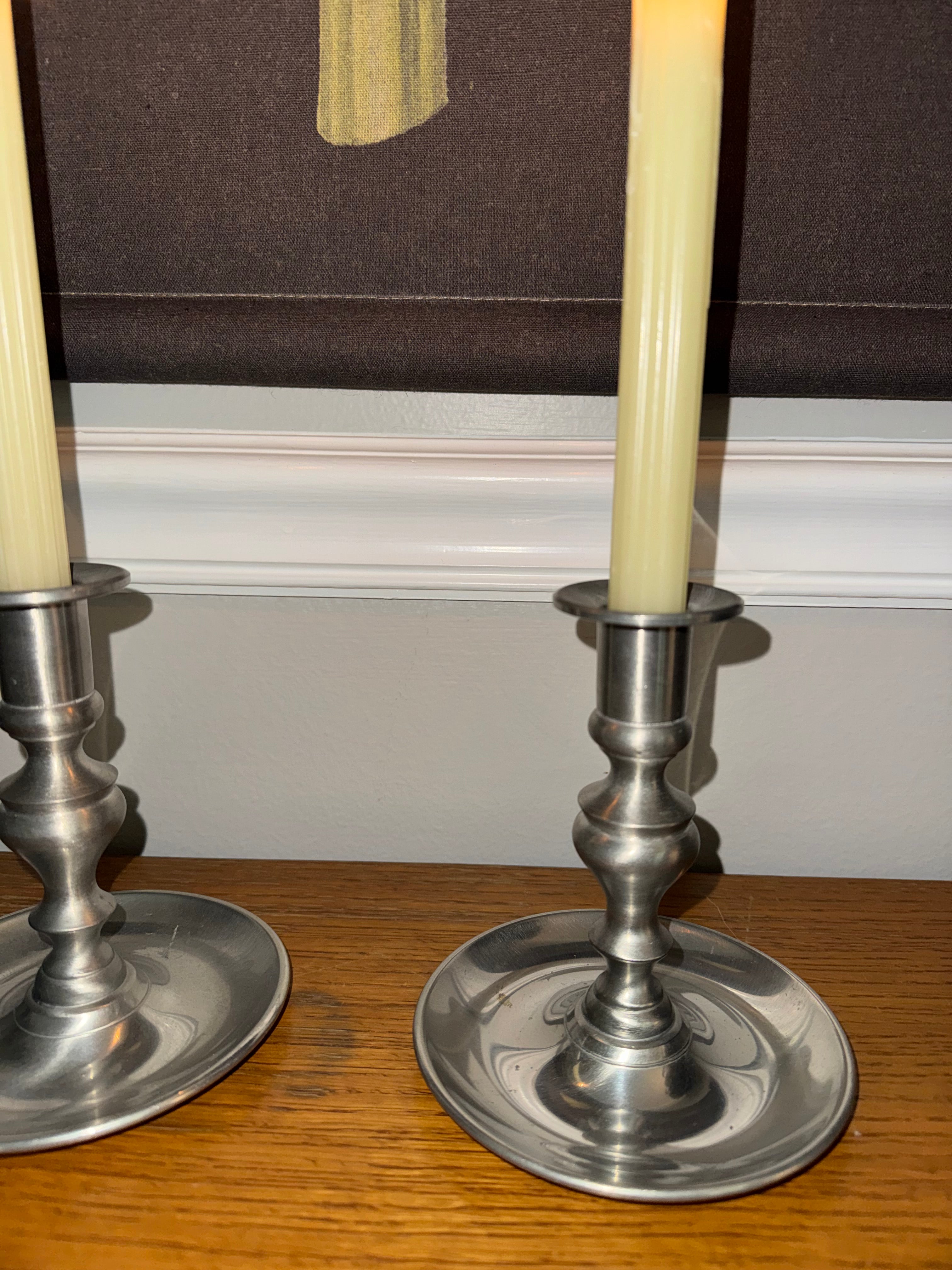 Pair of Woodbury Pewter Colonial Style Candlestick Holders