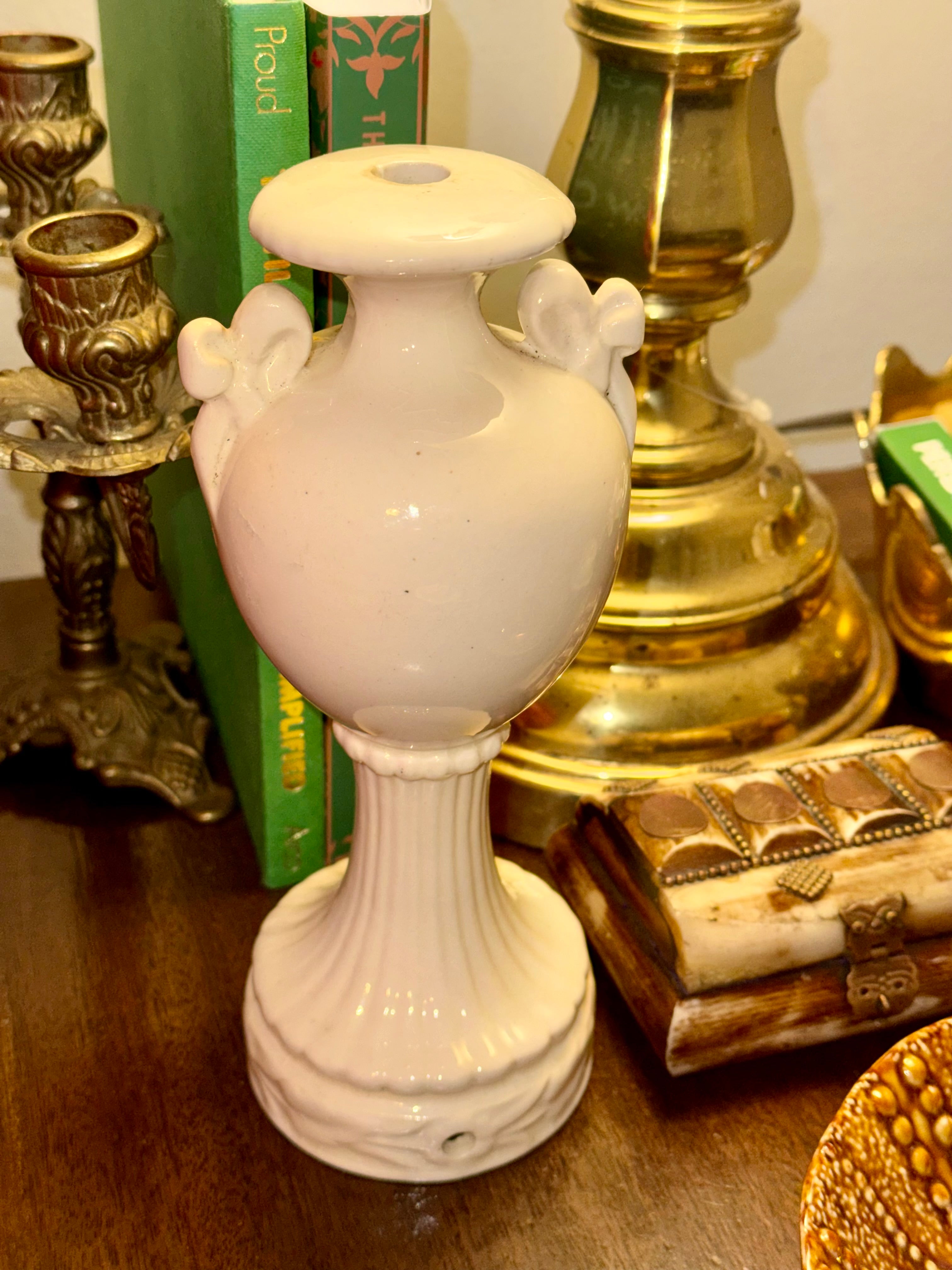 Vintage Porcelain Floral Vase Table Lamp Base