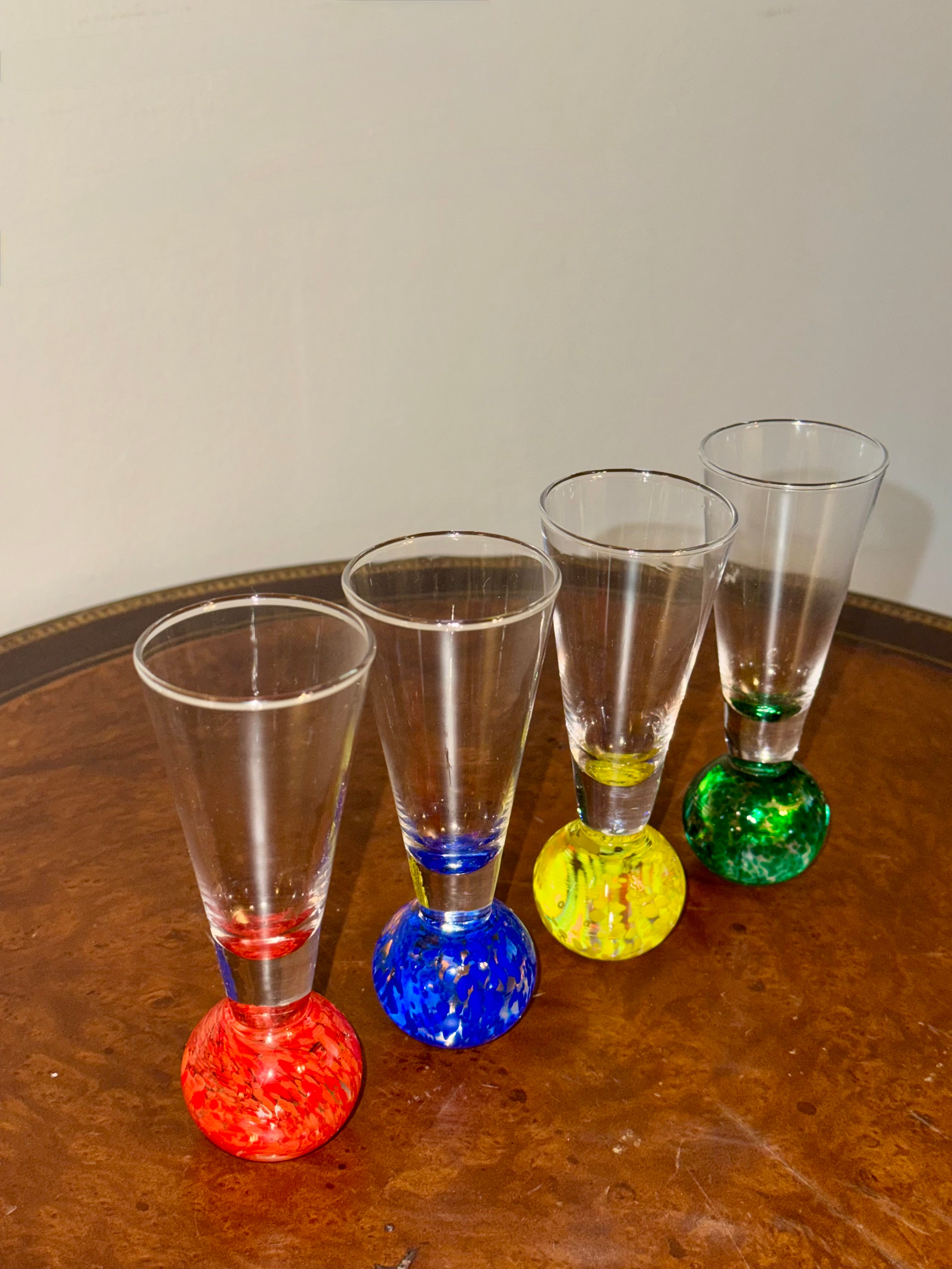 Vintage MCM Pier 1 Imports Colorful Bubble Ball-Base Shot Glasses New in Box