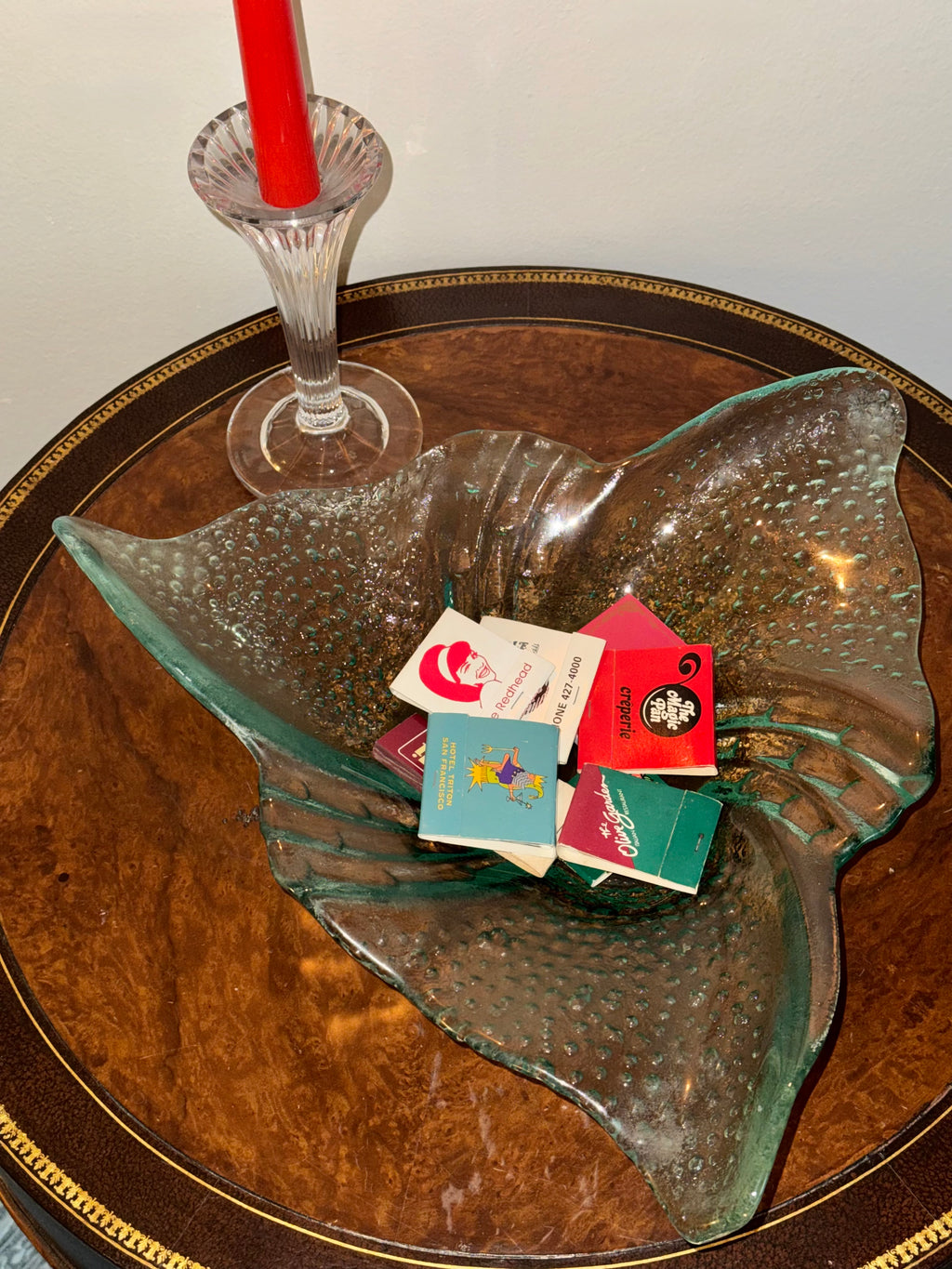 Aqua Blue Triangle Recyled Art Glass Bowl