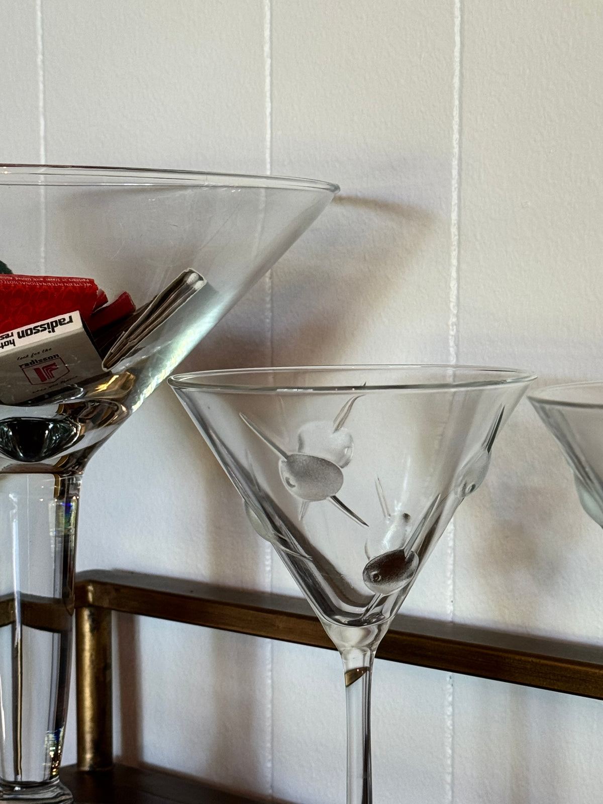 Vintage MCM Raised/3D Olive Design Martini Glasses, Set of 2 🫒 🍸