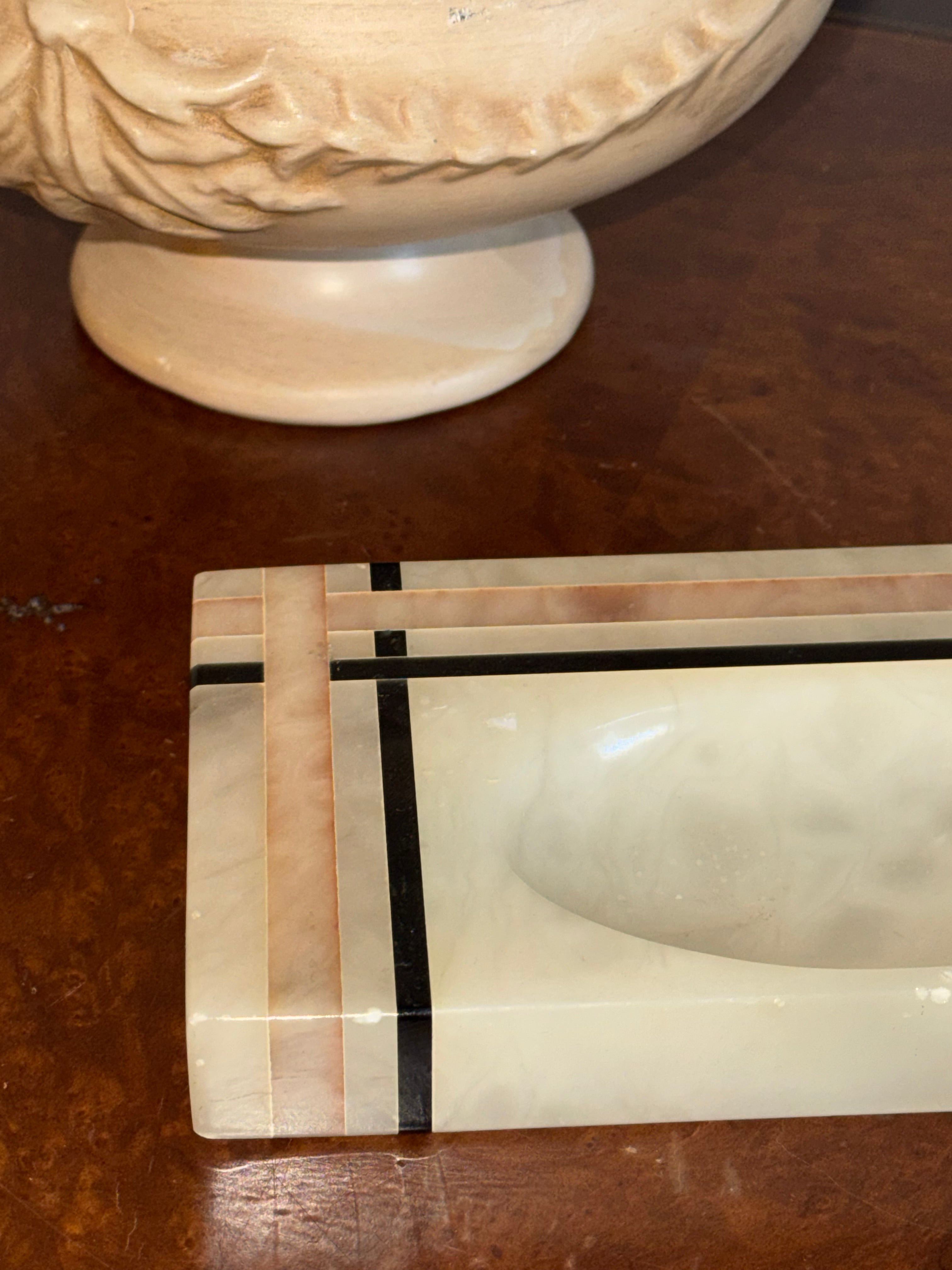 Vintage Art Deco Onyx Soap Dish / Catchall Tray