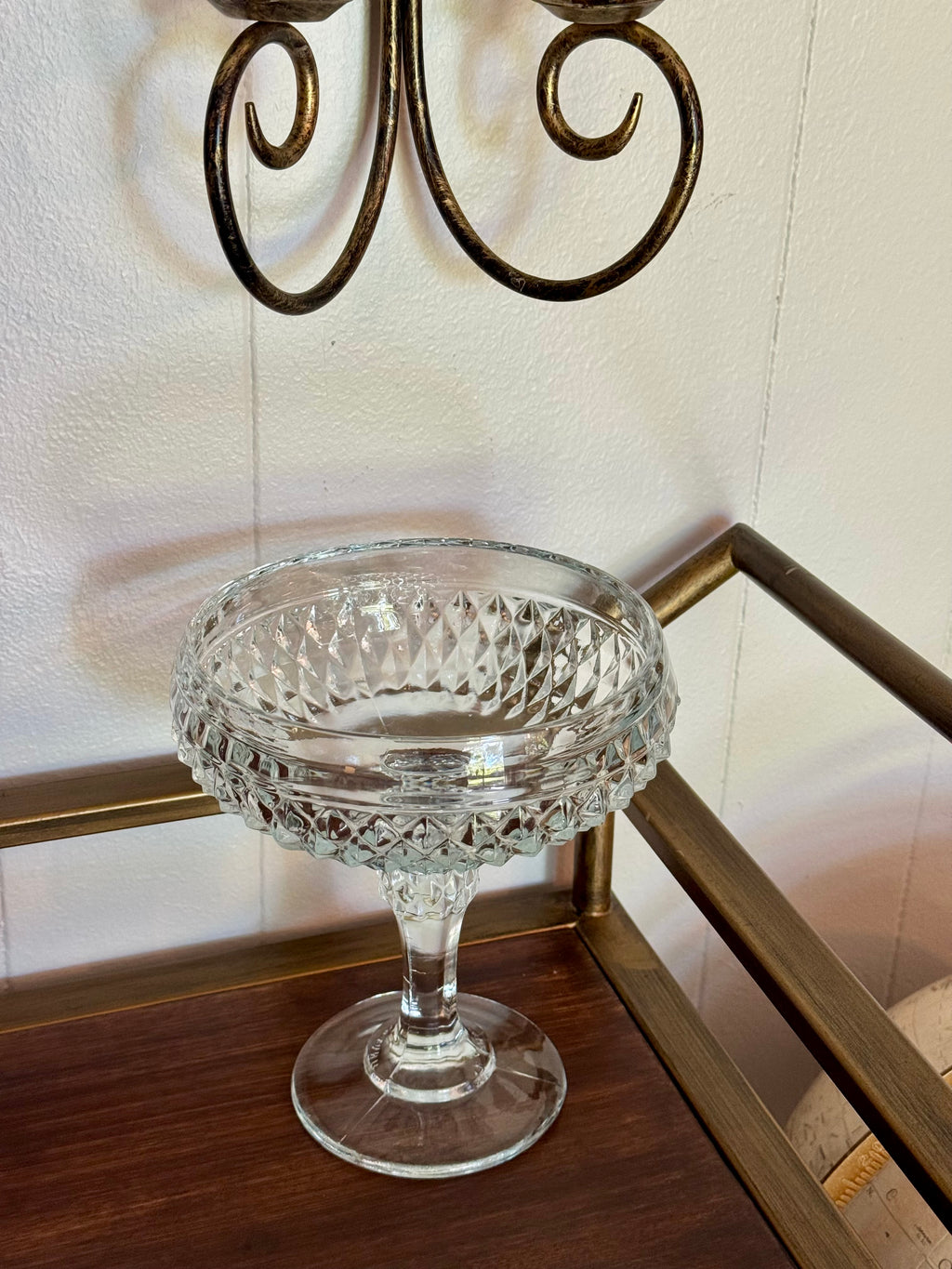 Vintage Glass Pedestal Dish,  Indiana Glass