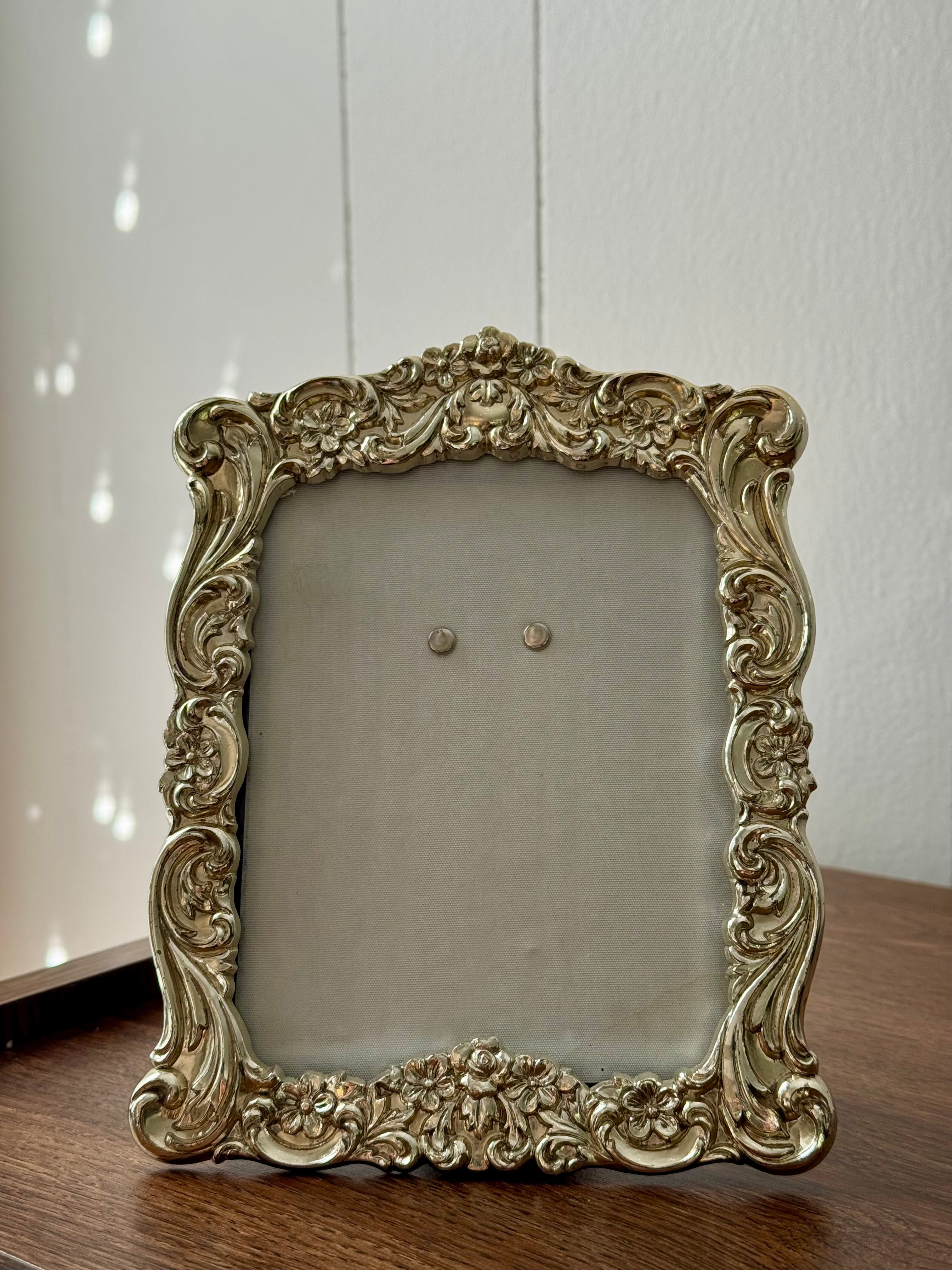 Vintage Ornate Silver and Gold-toned Metal Photo Frame