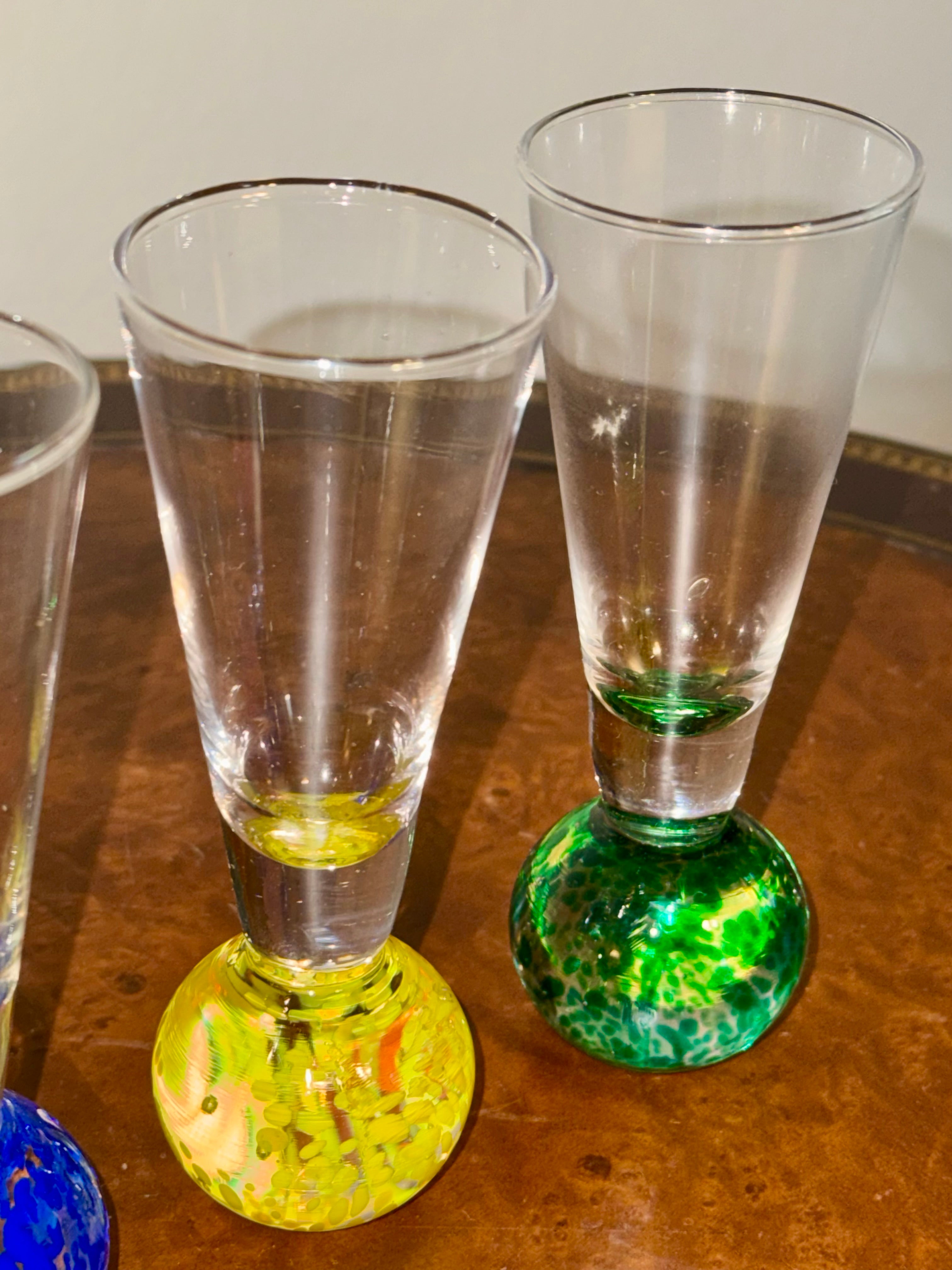 Vintage MCM Pier 1 Imports Colorful Bubble Ball-Base Shot Glasses New in Box