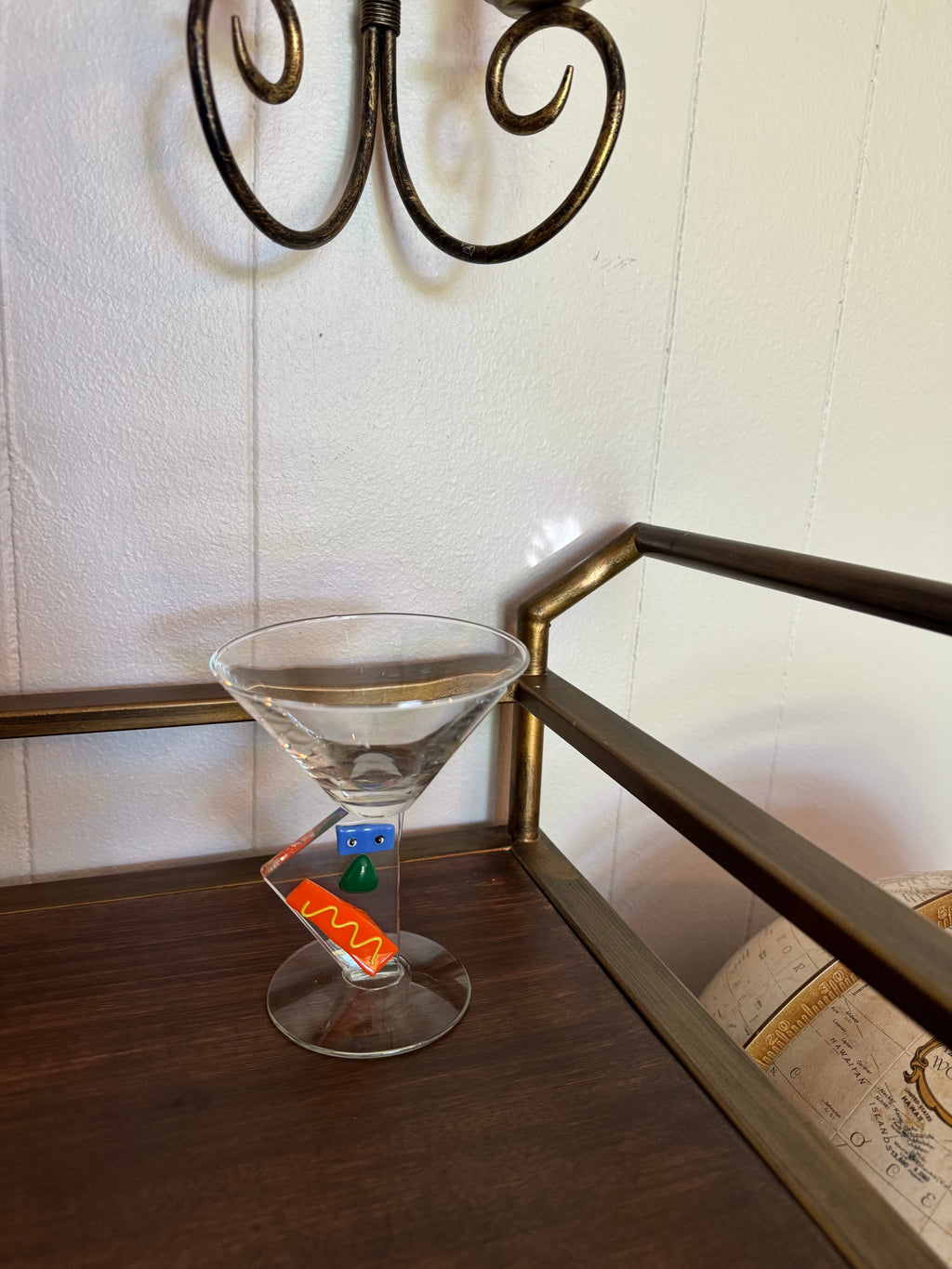 Vintage Luminarc France Picasso-inspired Abstract Face Martini Glass 🍸