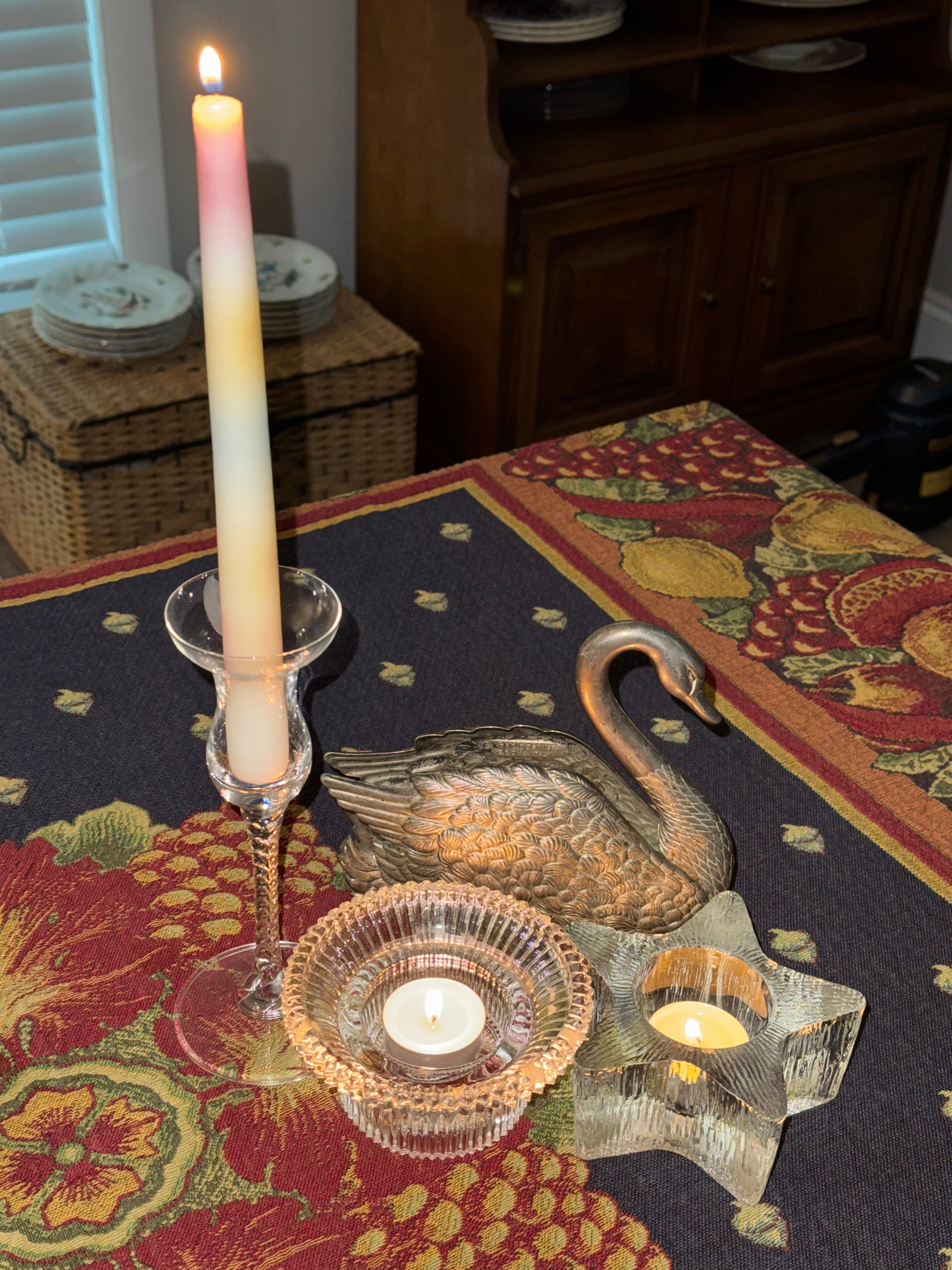 Indiana Glass Star Tea-light Candle Holder Vintage