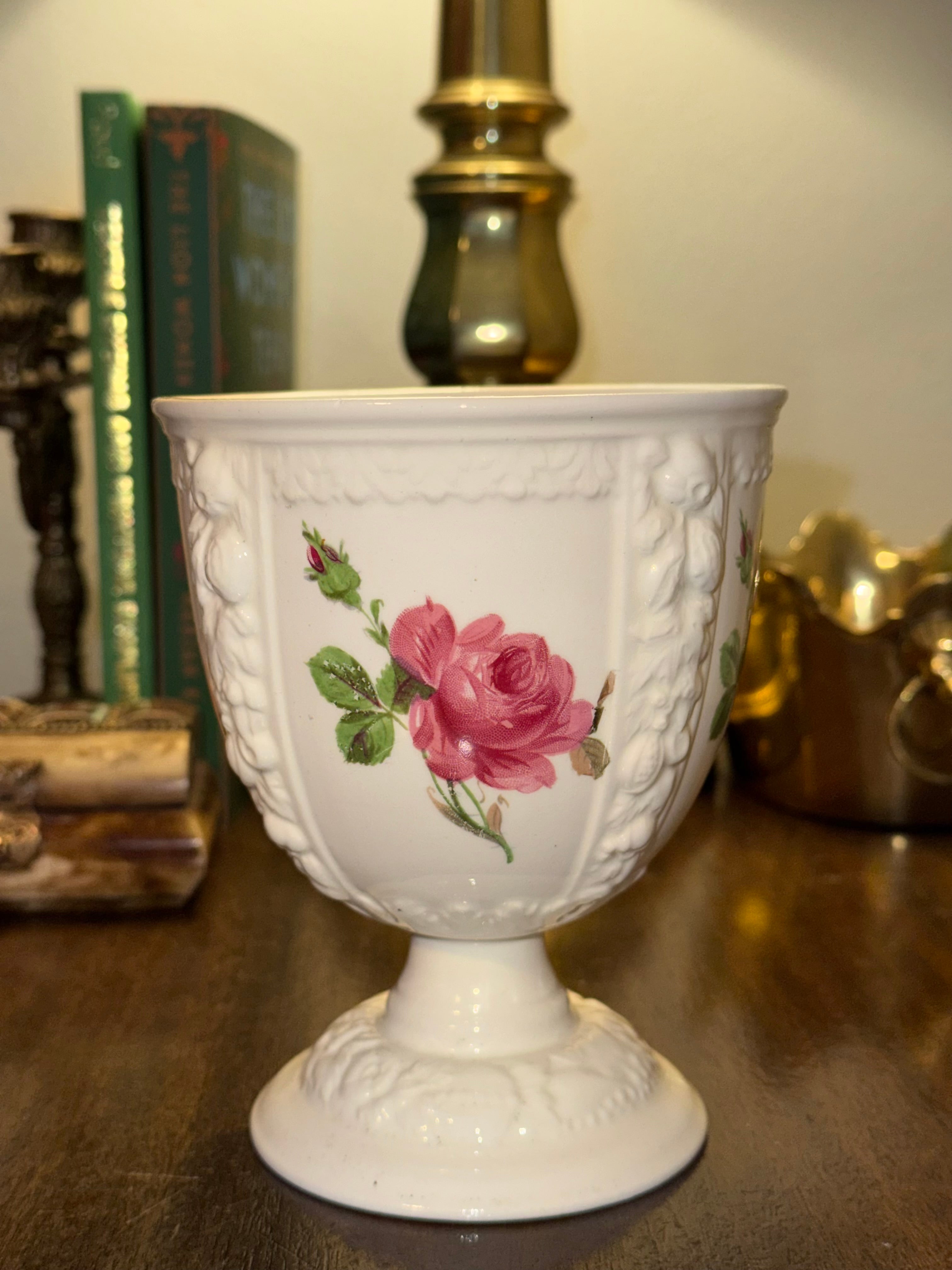 Vintage Floral Bavaria Porcelain Pedestal Vase