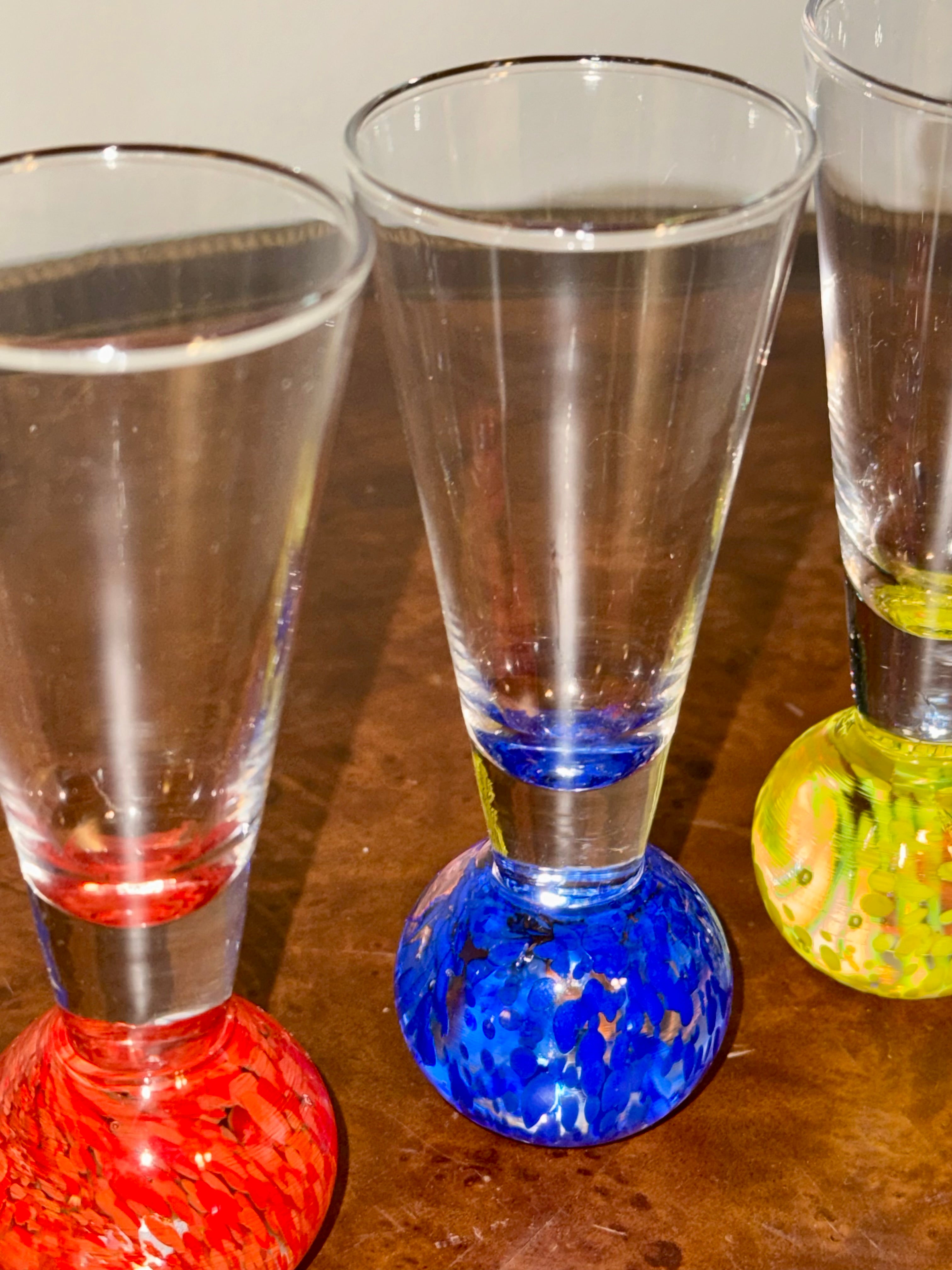 Vintage MCM Pier 1 Imports Colorful Bubble Ball-Base Shot Glasses New in Box