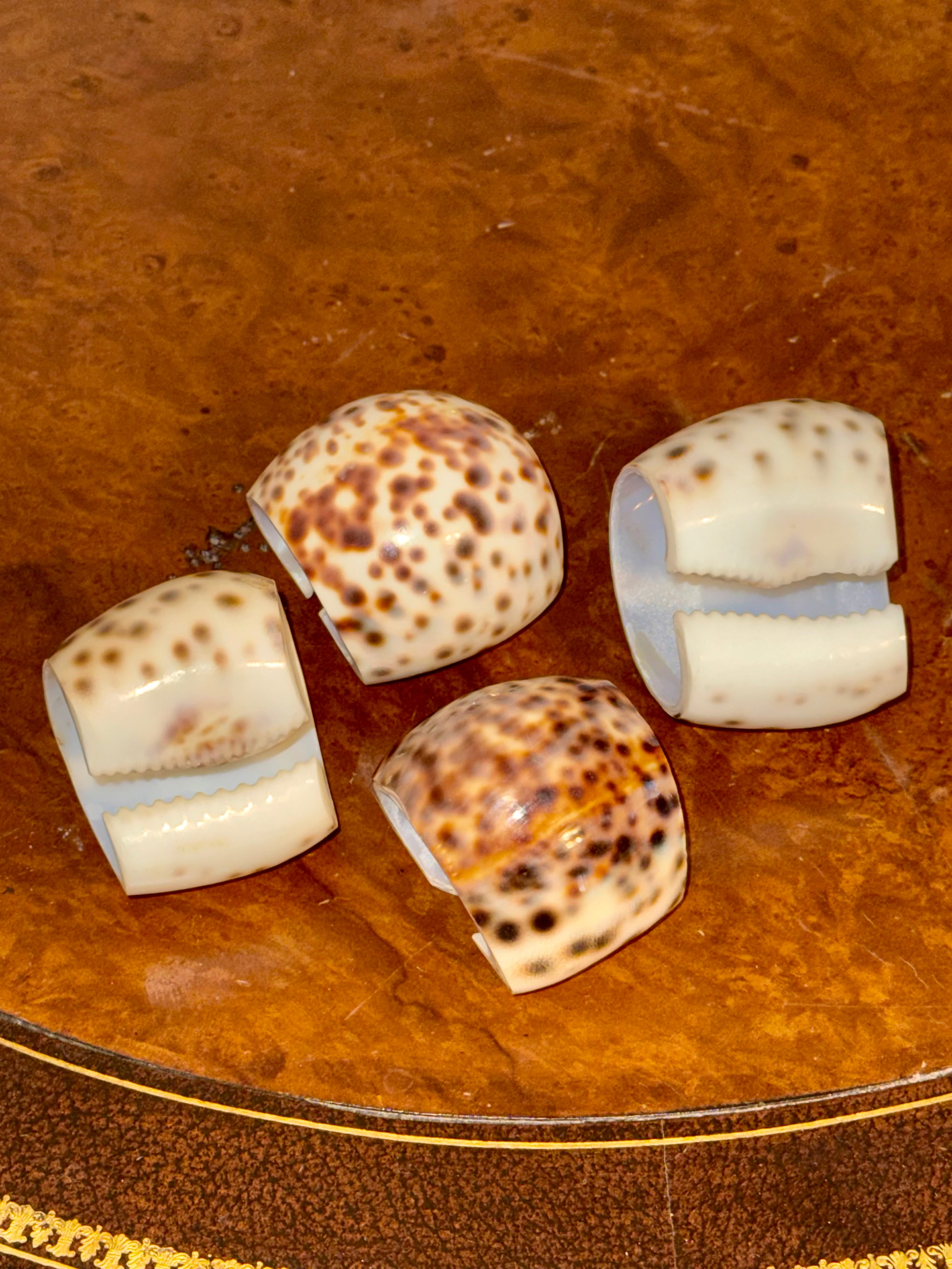 Vintage Tiger Cowrie Napkin Rings Set of 4