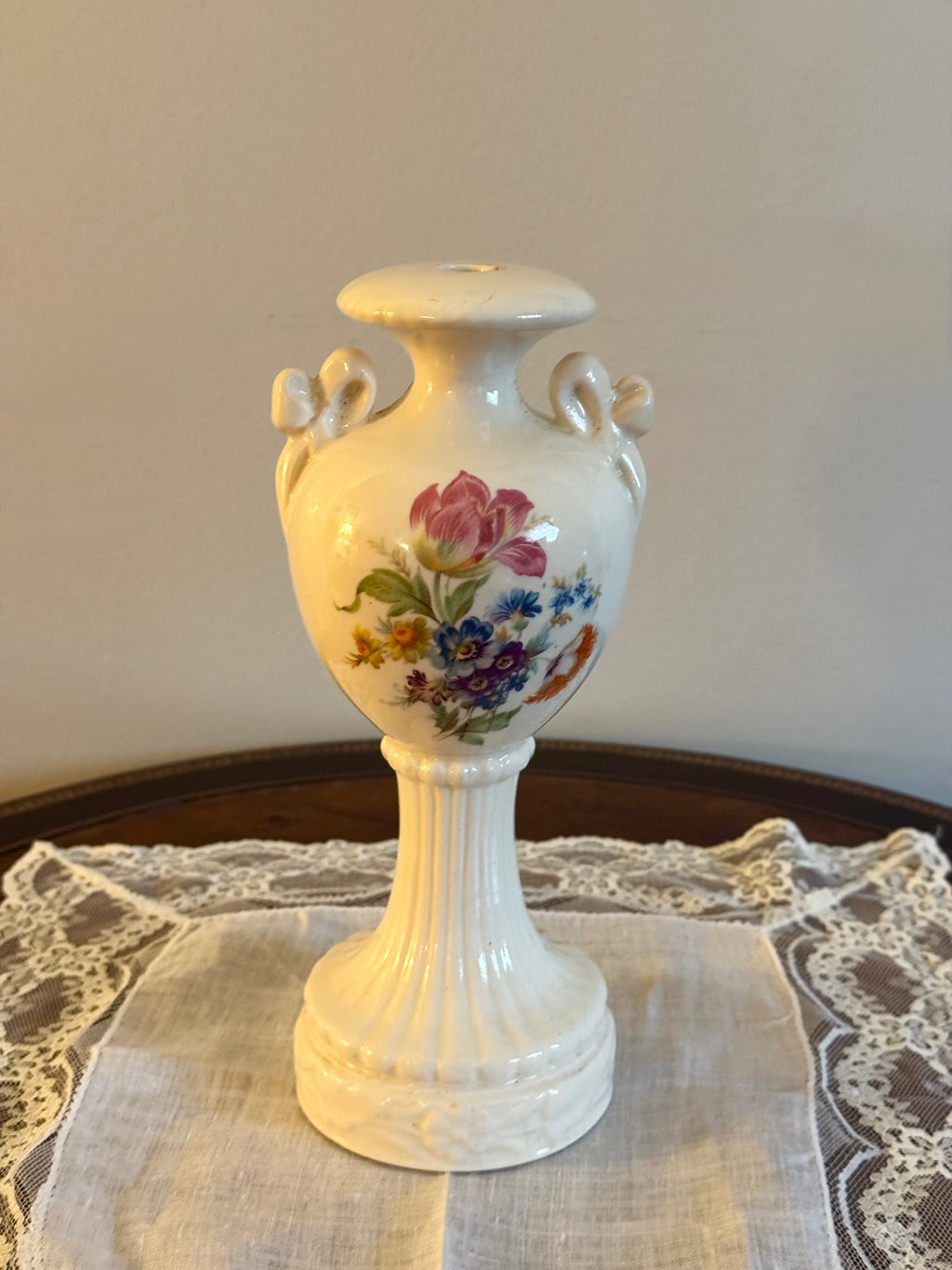 Vintage Porcelain Floral Vase Table Lamp Base