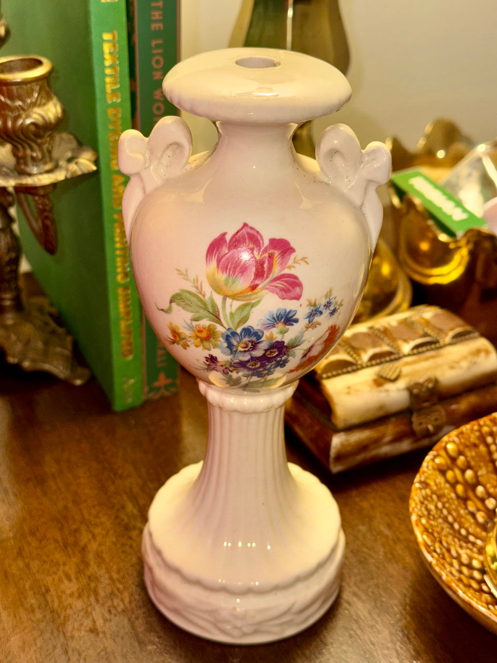 Vintage Porcelain Floral Vase Table Lamp Base
