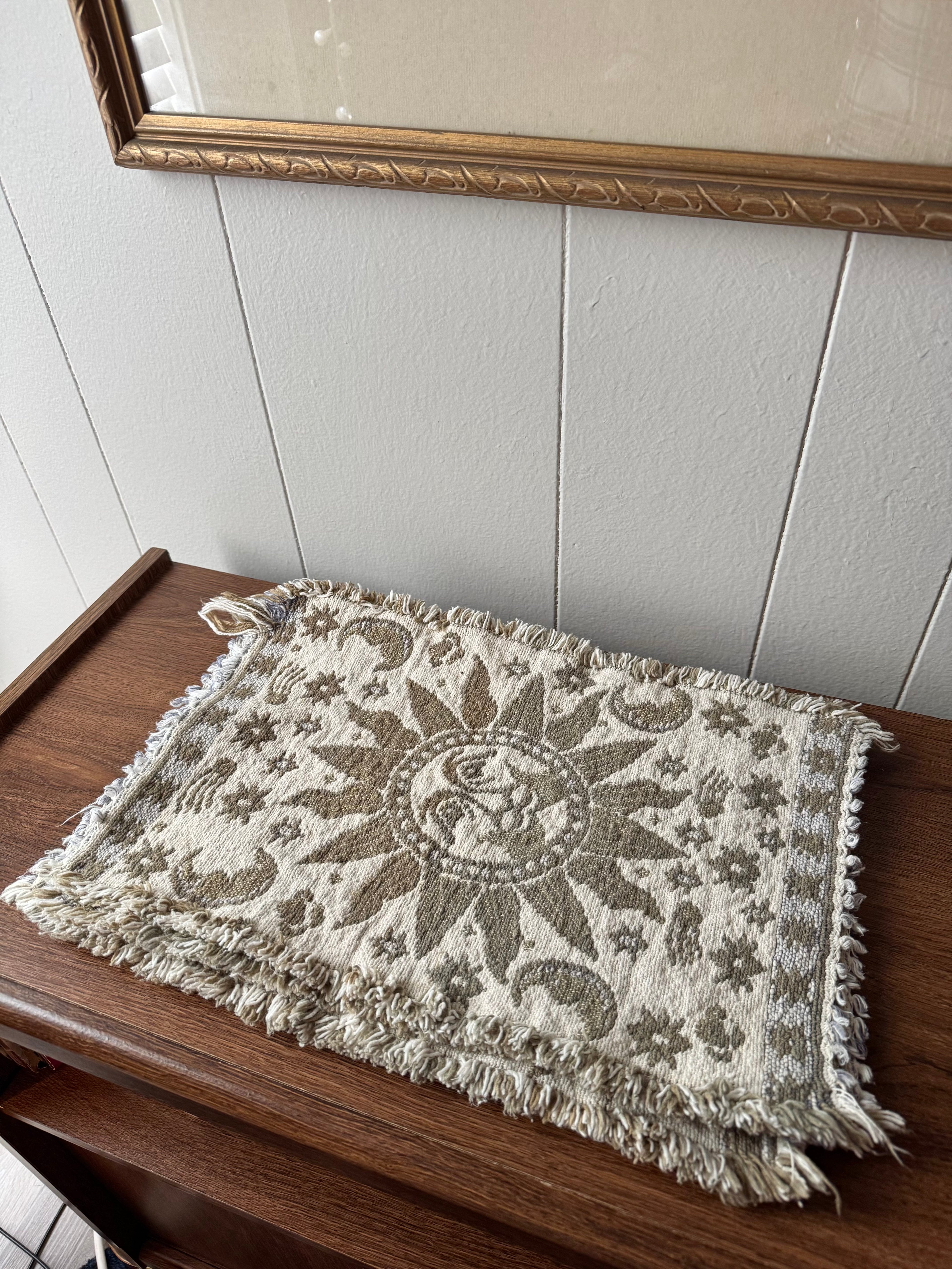 Vintage Celestial Tapestry Sun Moon and Star Placemats Set of 4 | Fringe Edge