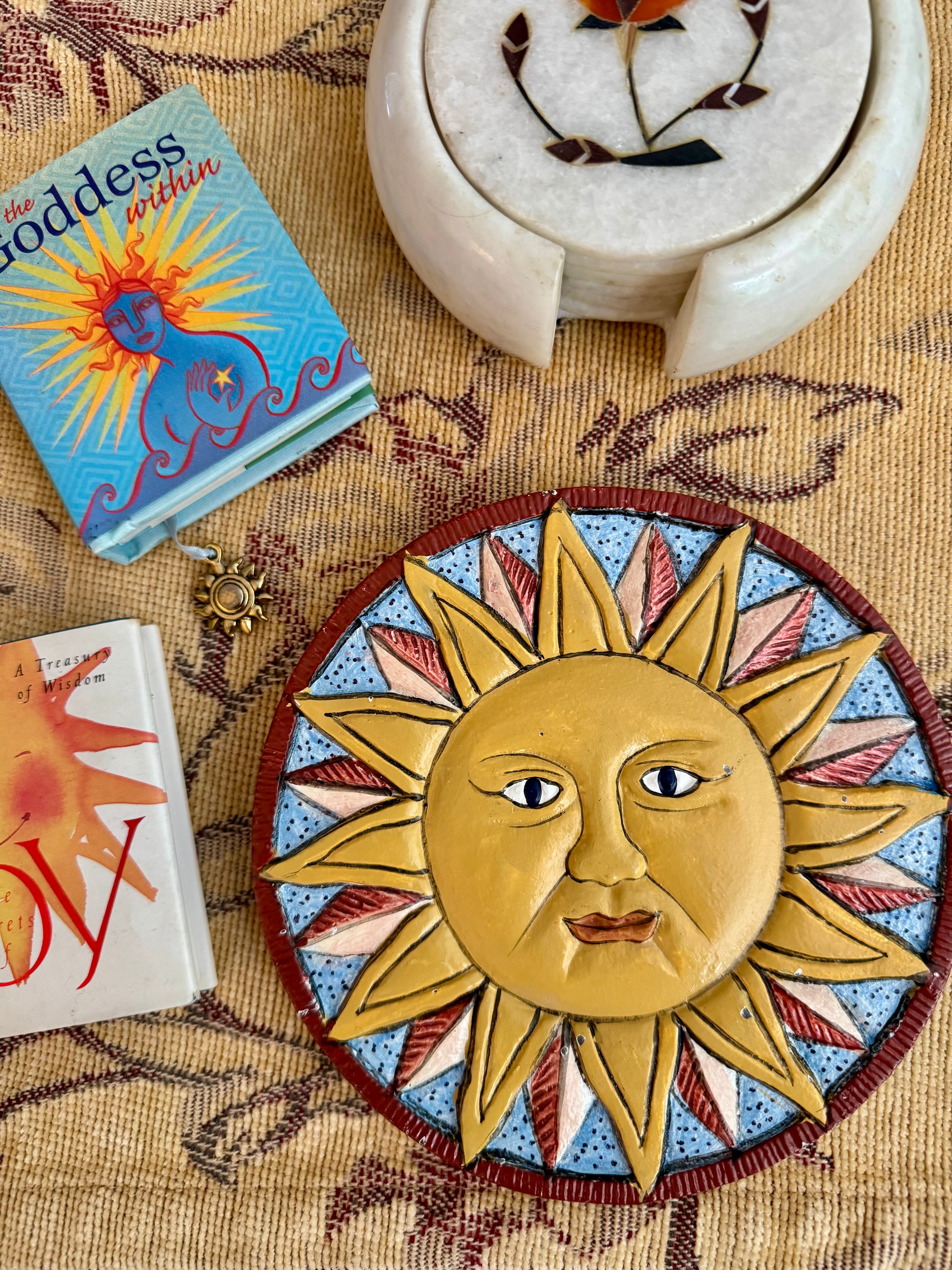 Sun-face Celestial Cast Iron Footed Trivet