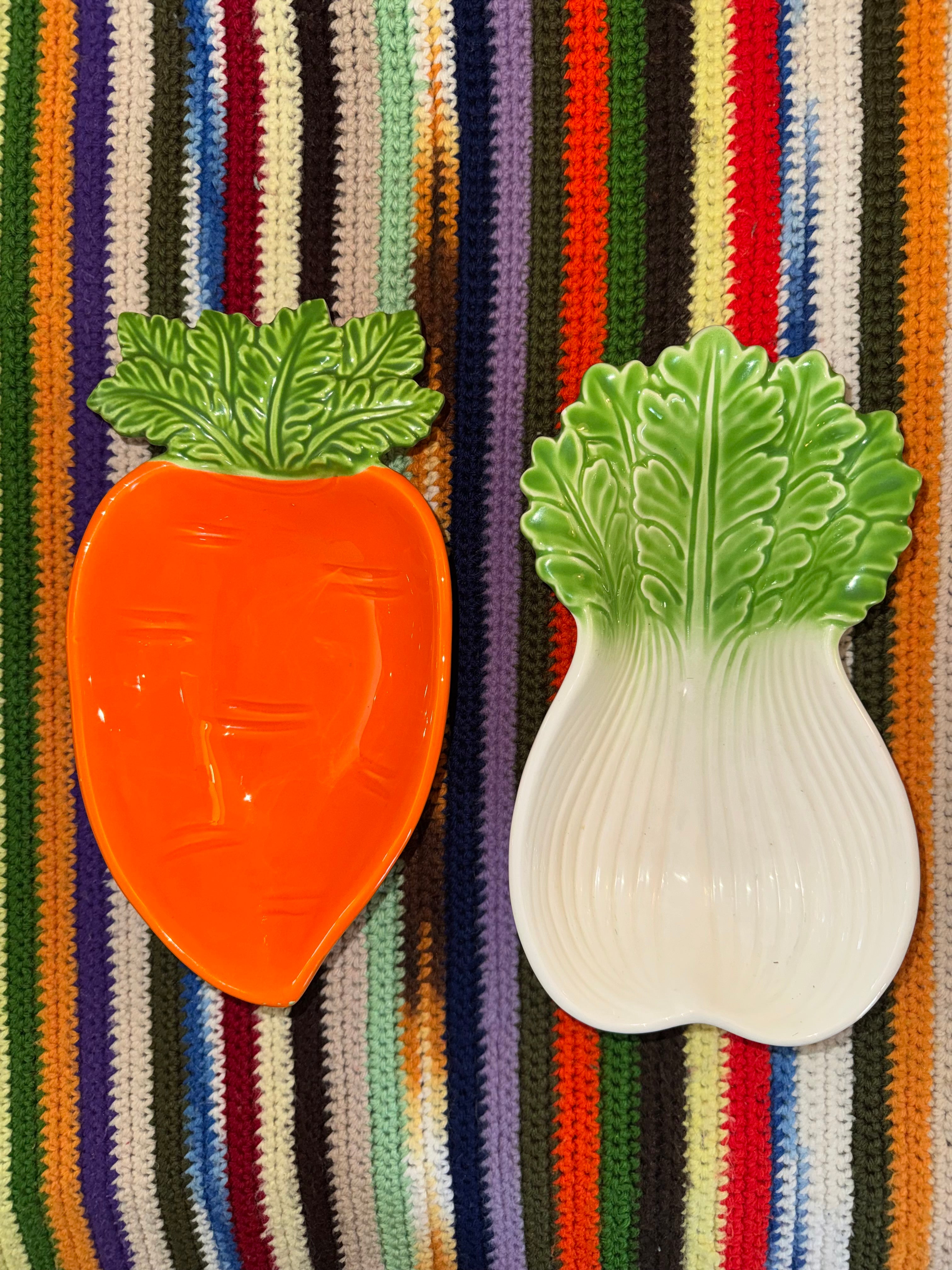 Vintage Ceramic Vegetable Serving Bowls Carrot Bok Choy