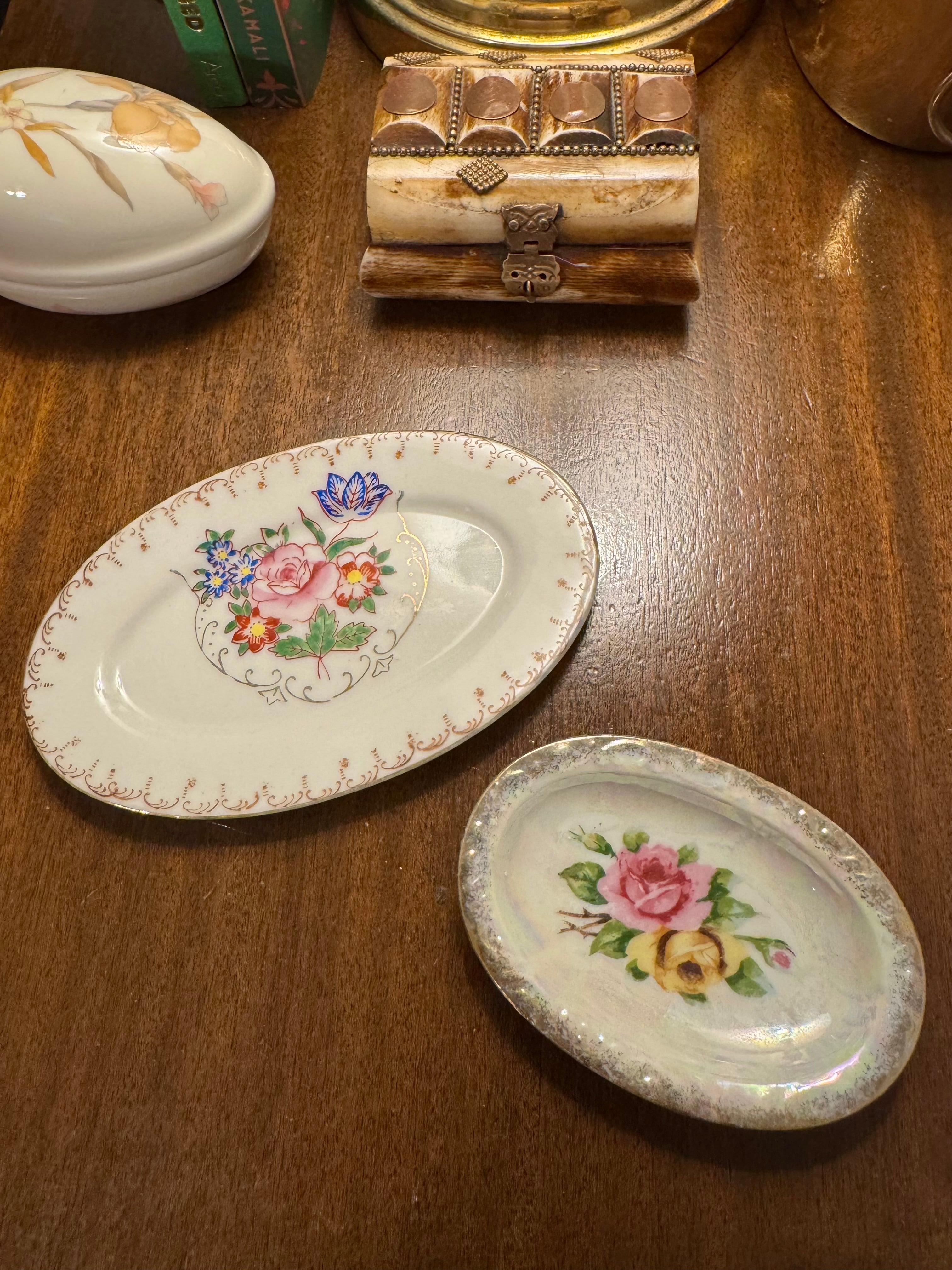 Vintage Oval Floral Trinket Dishes
