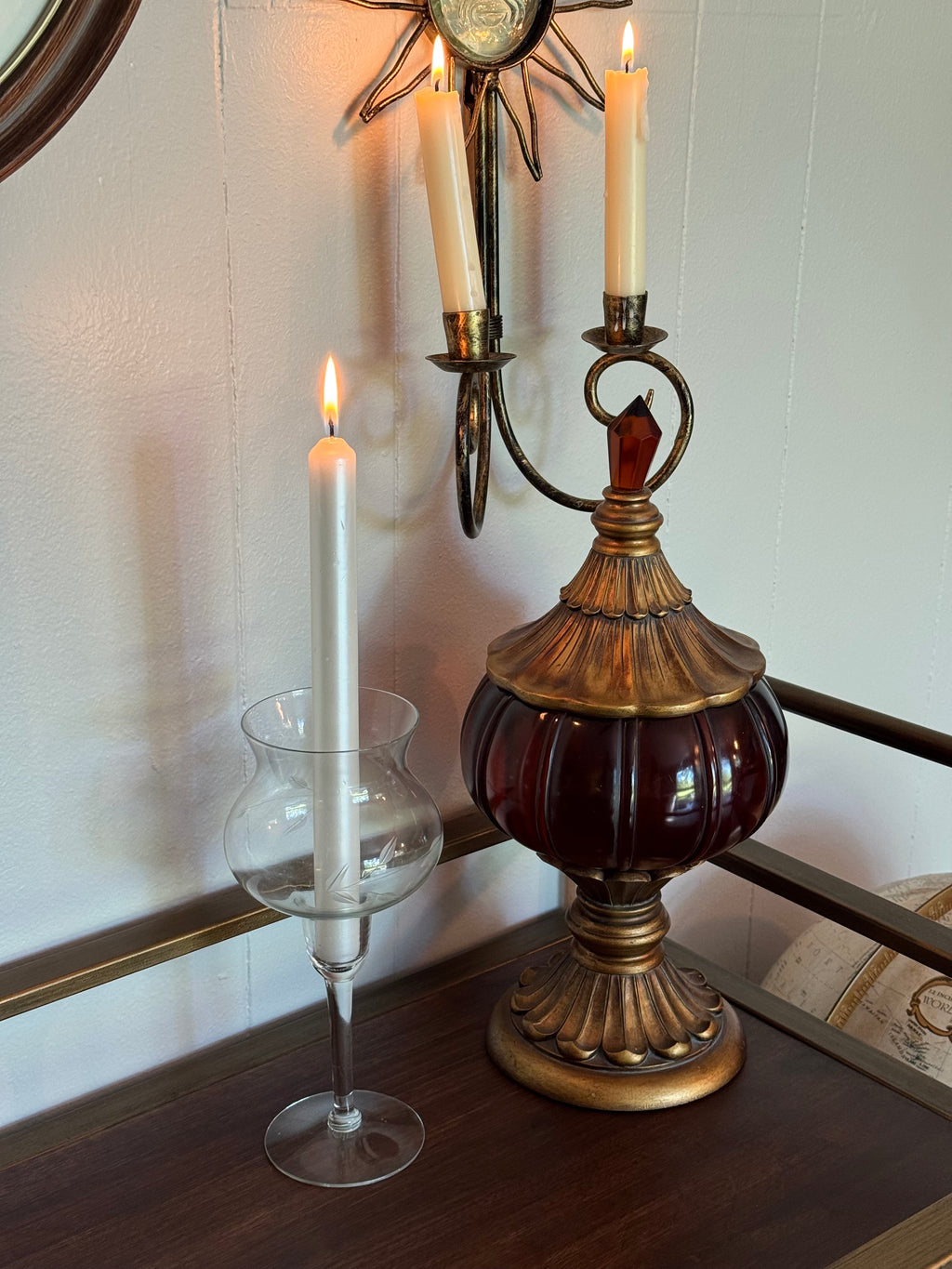 Vintage Clear Etched Glass Candle Holder 🕯️