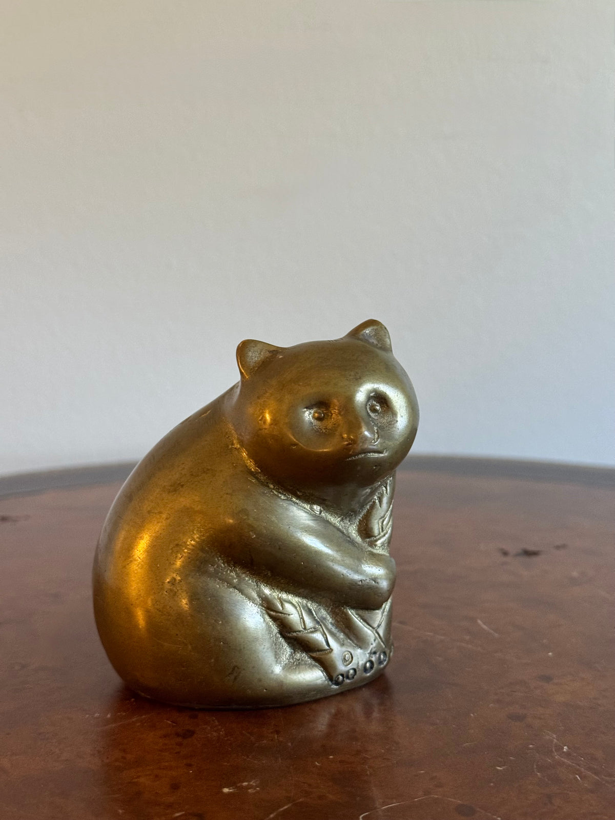 Solid Brass Panda Figurine, Vintage