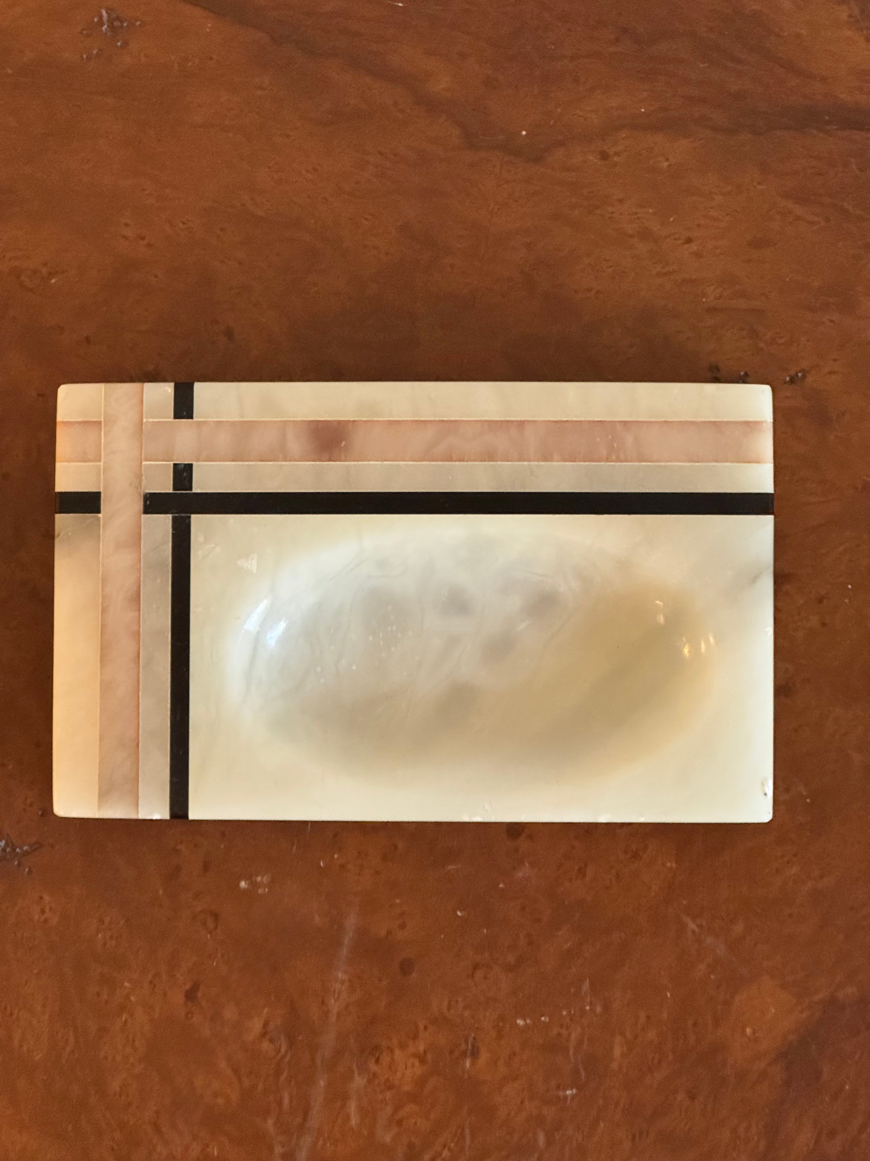 Vintage Art Deco Onyx Soap Dish / Catchall Tray