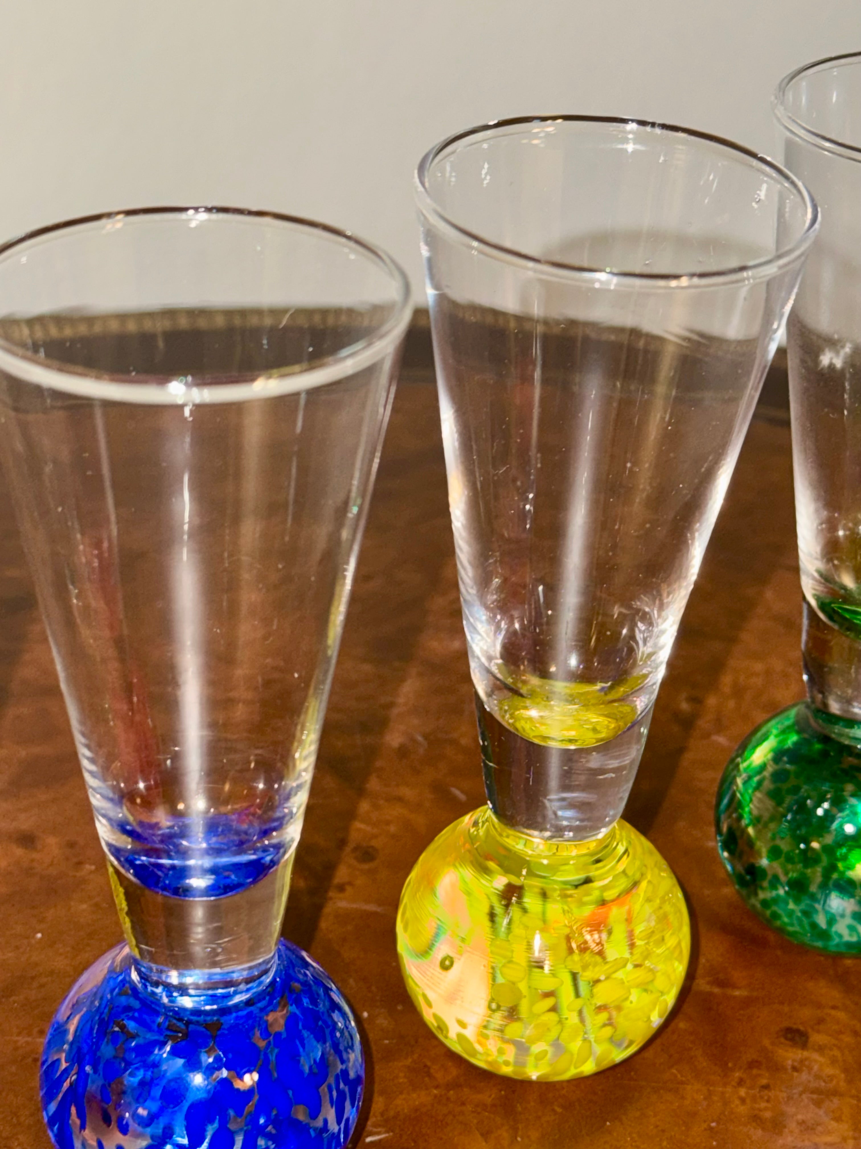 Vintage MCM Pier 1 Imports Colorful Bubble Ball-Base Shot Glasses New in Box
