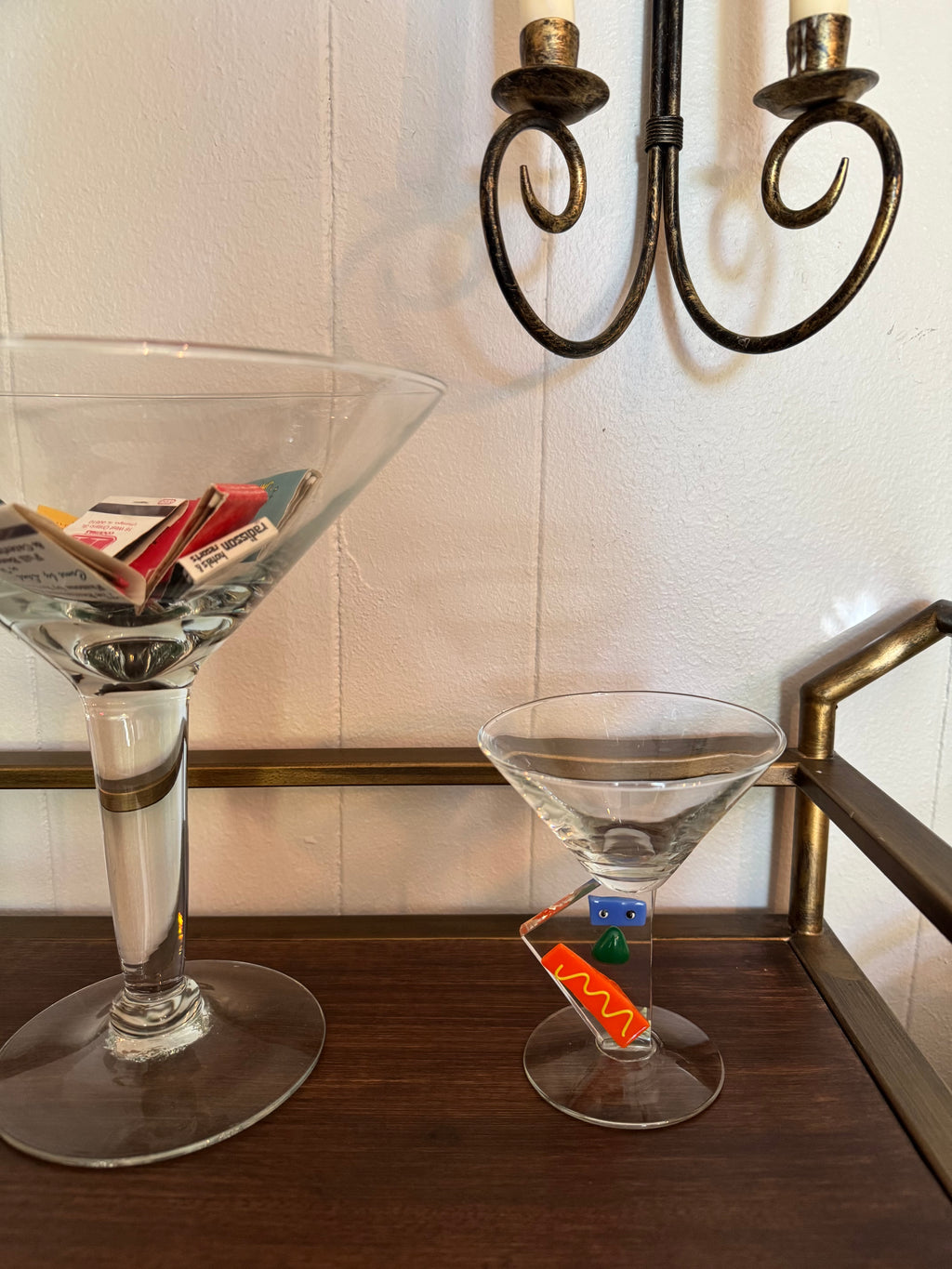 Vintage Luminarc France Picasso-inspired Abstract Face Martini Glass 🍸