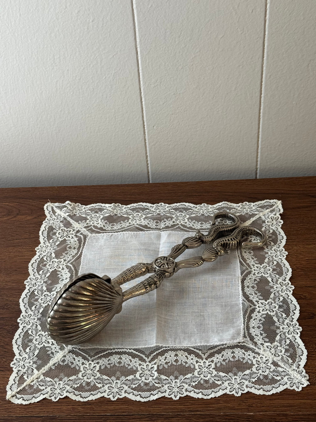 Vintage Silverplate Tongs for Salad Serving / Godinger Seahorse Clamshell Tong Servers
