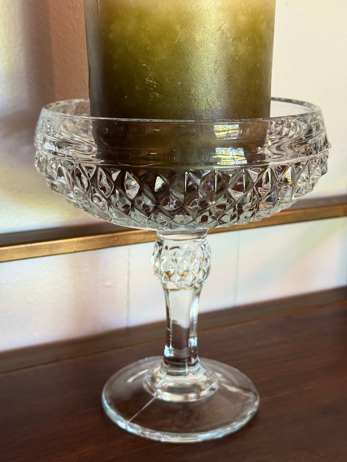 Vintage Glass Pedestal Dish,  Indiana Glass