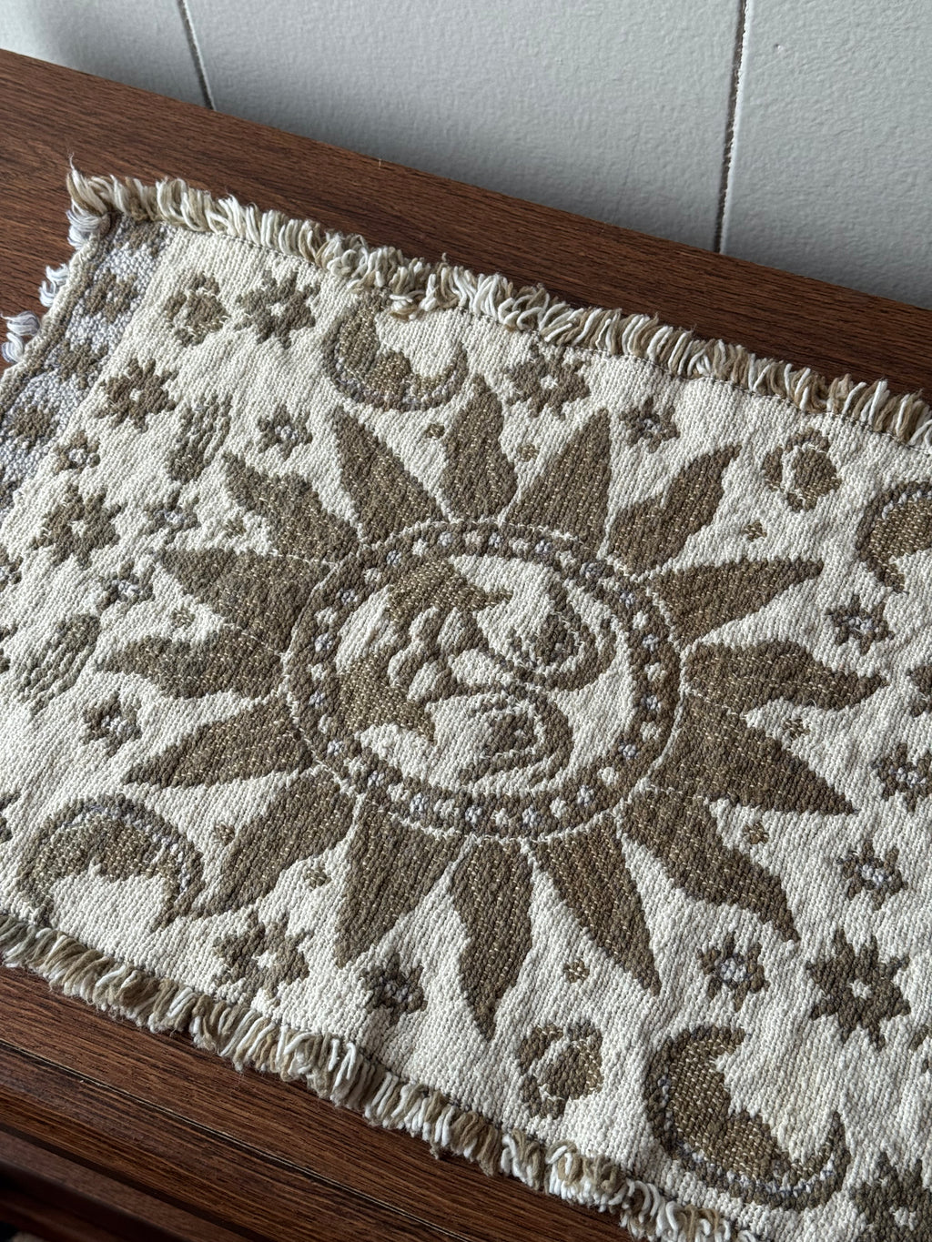 Vintage Celestial Tapestry Sun Moon and Star Placemats Set of 4 | Fringe Edge