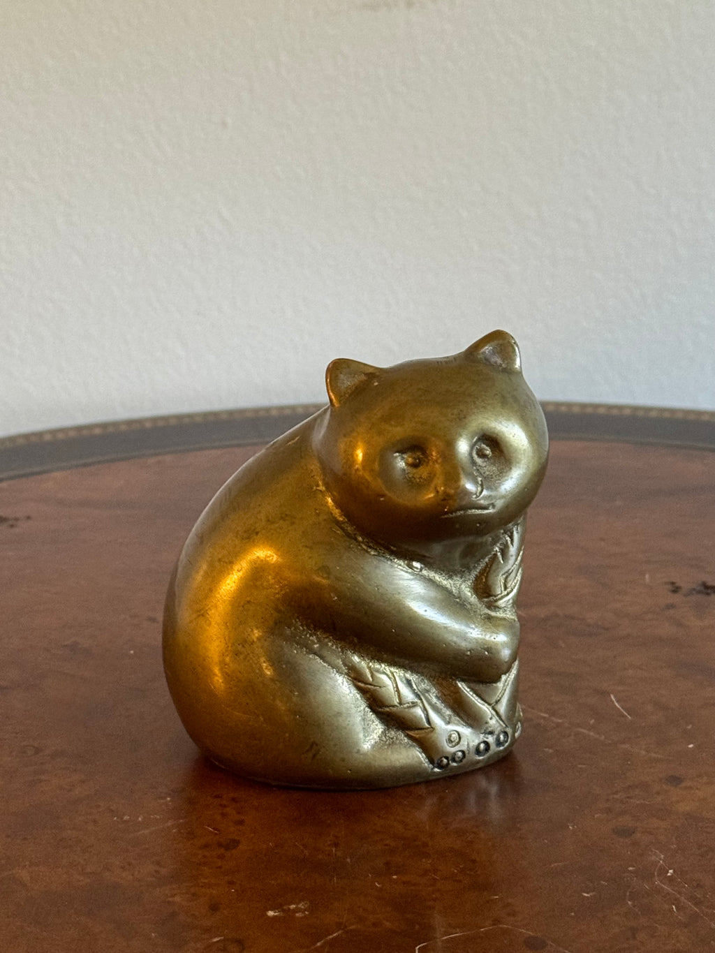 Solid Brass Panda Figurine, Vintage