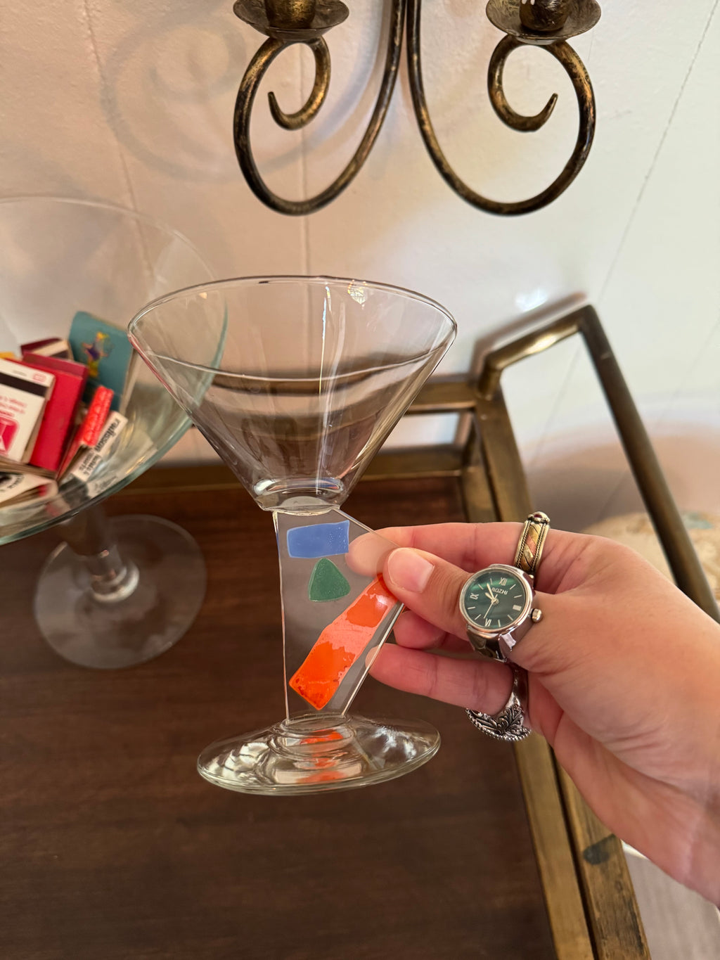 Vintage Luminarc France Picasso-inspired Abstract Face Martini Glass 🍸