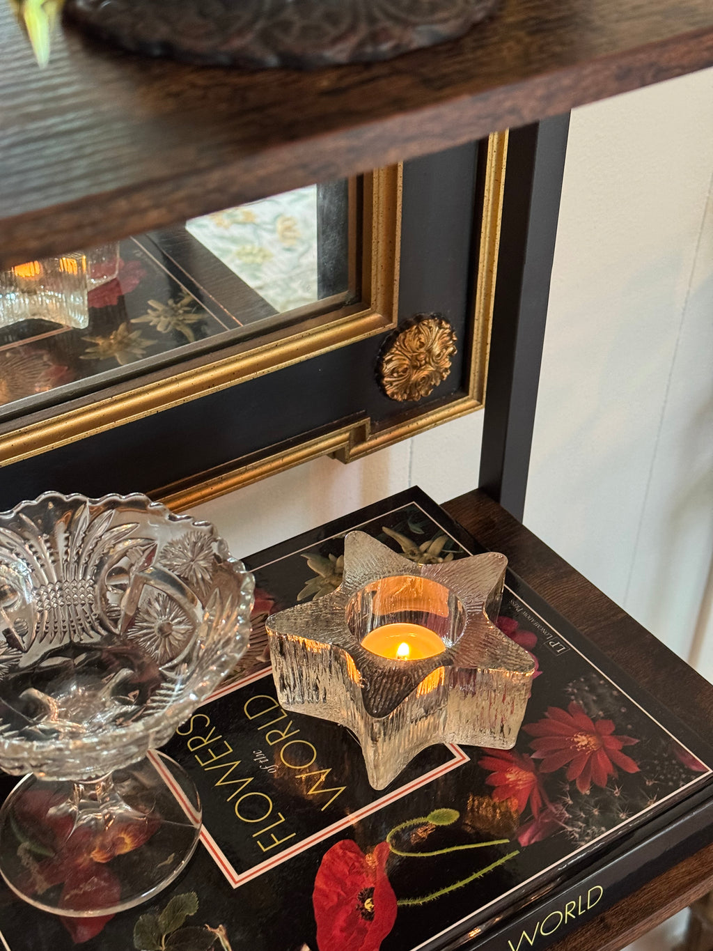 Indiana Glass Star Tea-light Candle Holder Vintage
