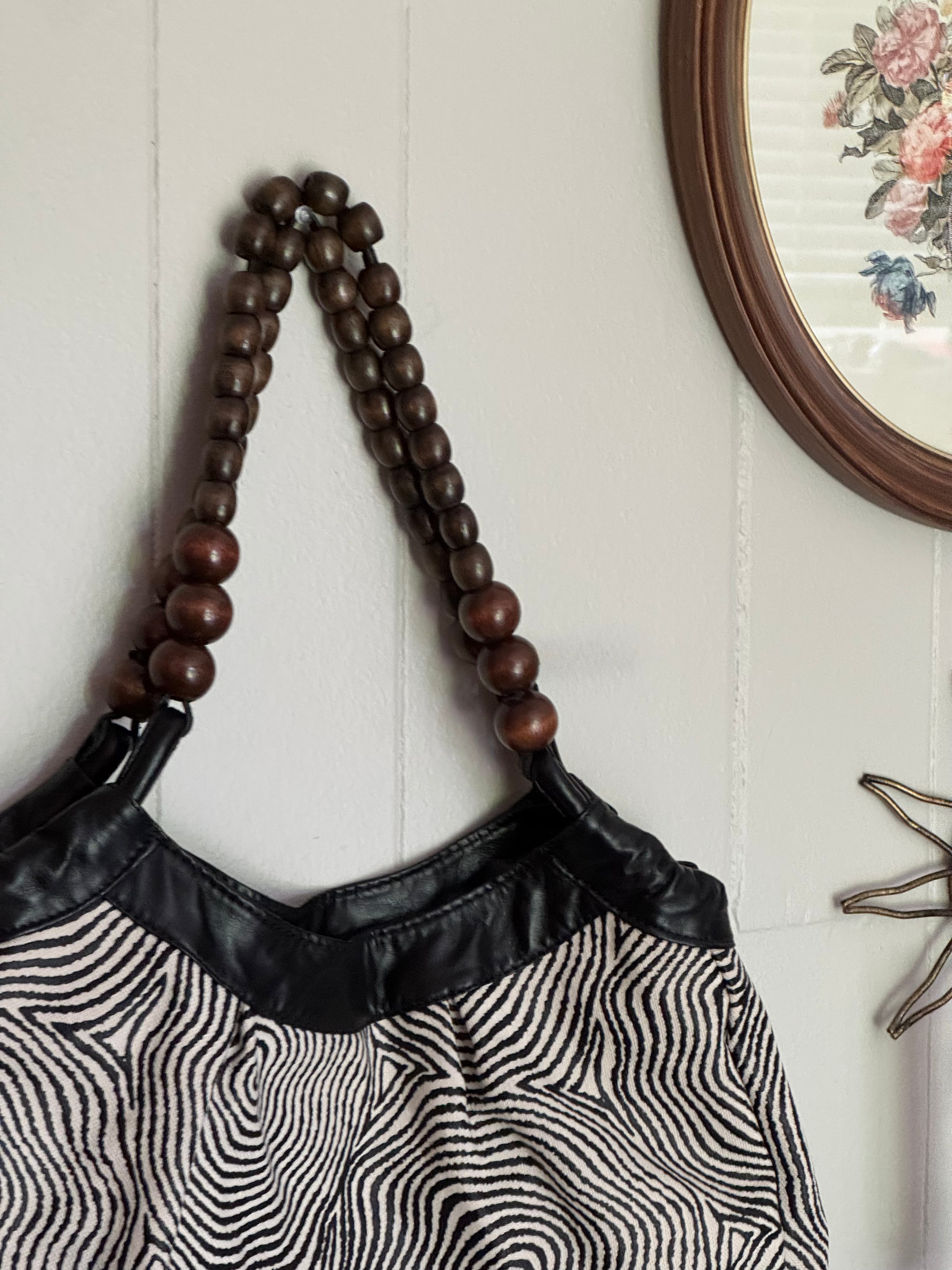 Amici Accessories Black and White Swirl Pattern Shoulder Bag