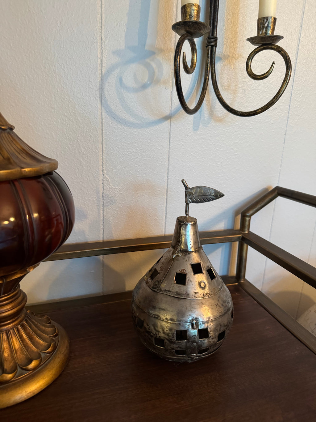 Pear Shaped Pierced Metal Ornament/Box