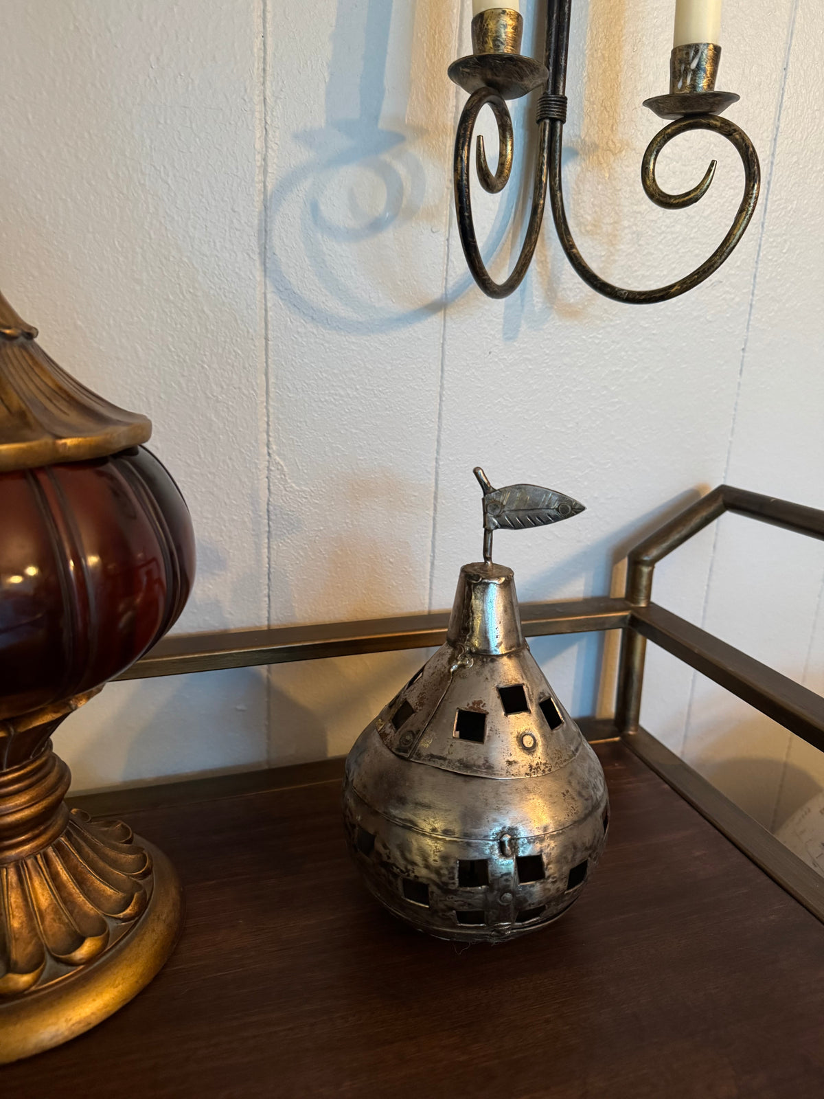 Pear Shaped Pierced Metal Ornament/Box