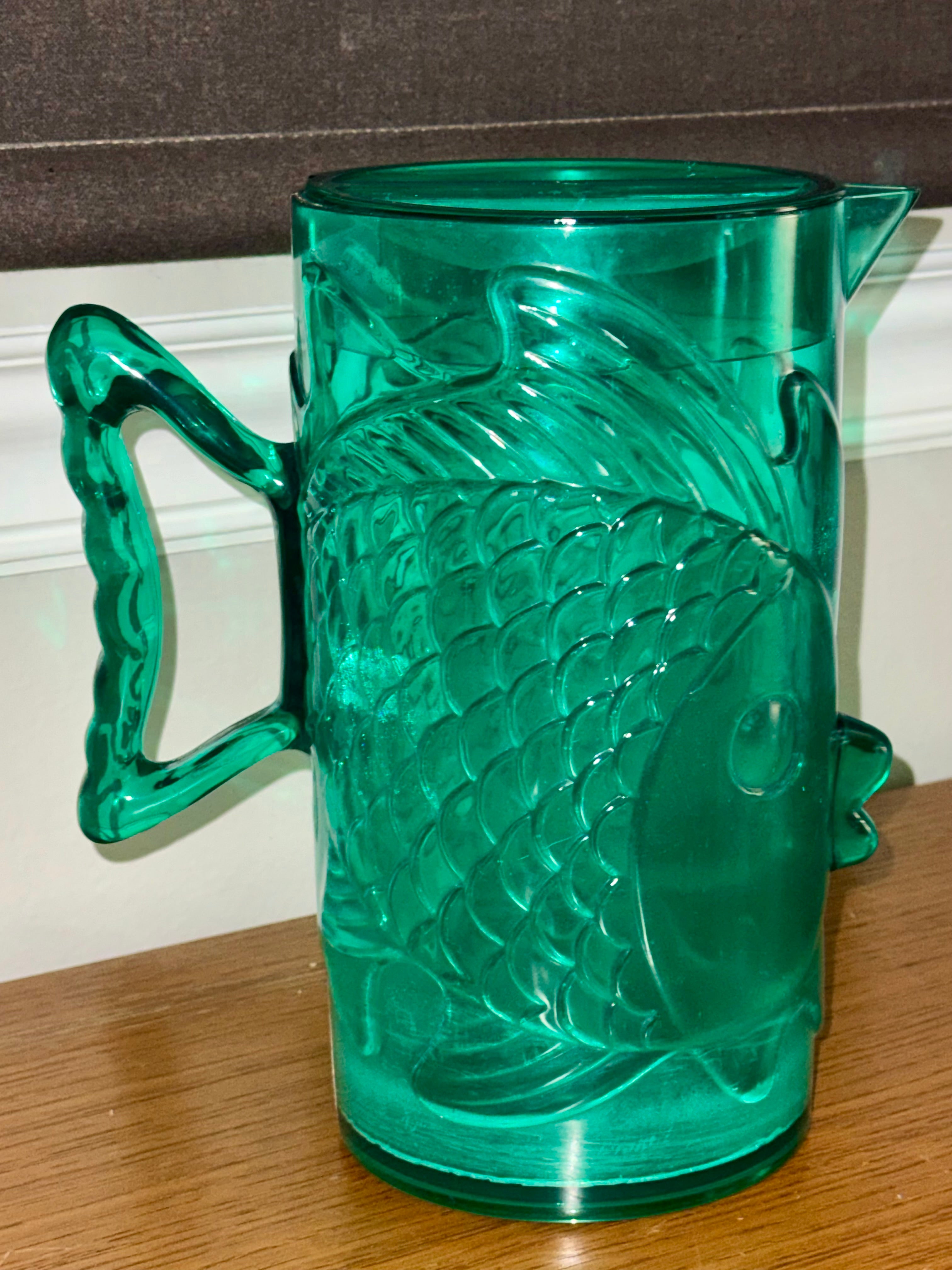 Green Fish Pitcher with Lid / Plastic