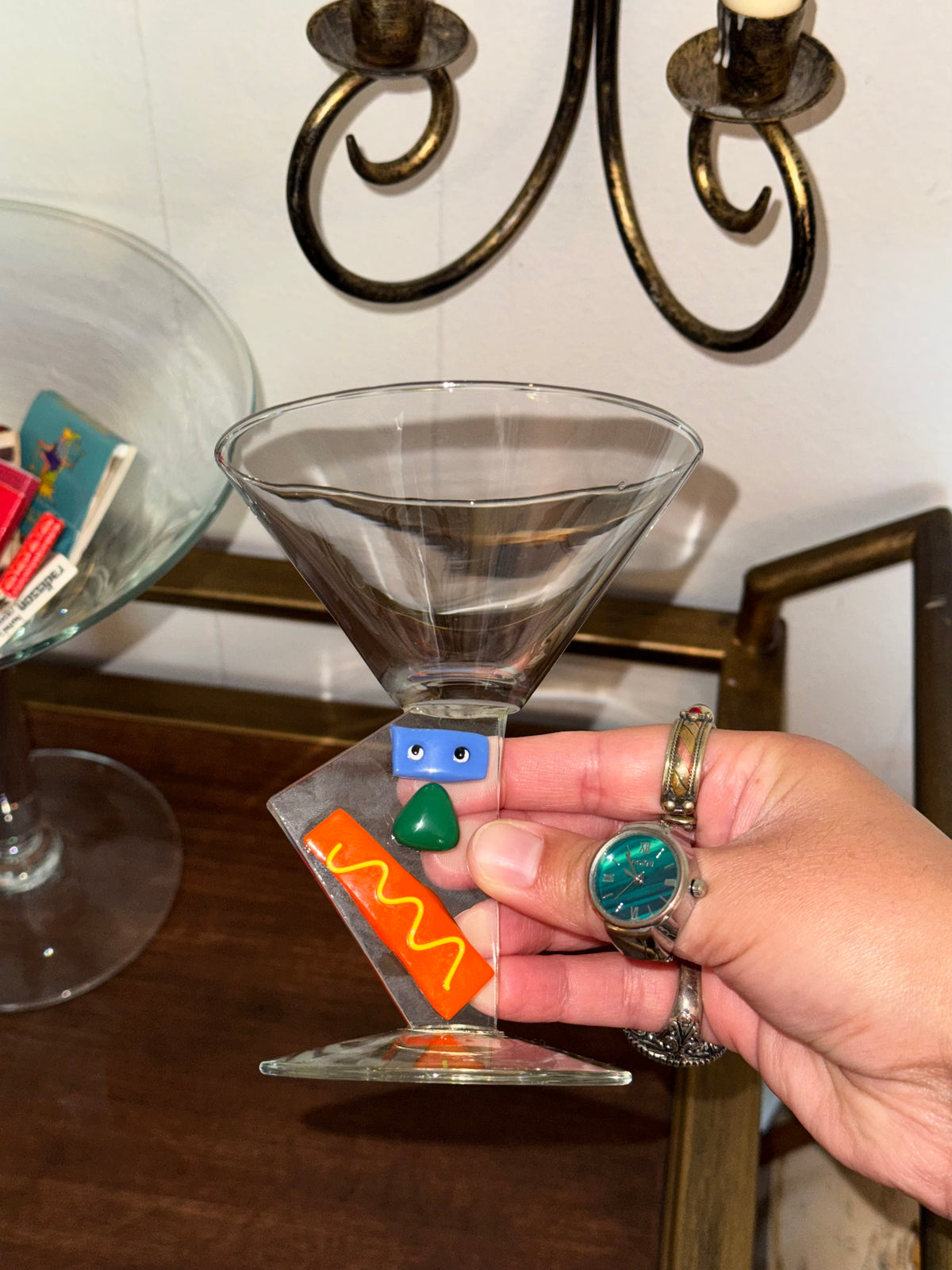 Vintage Luminarc France Picasso-inspired Abstract Face Martini Glass 🍸